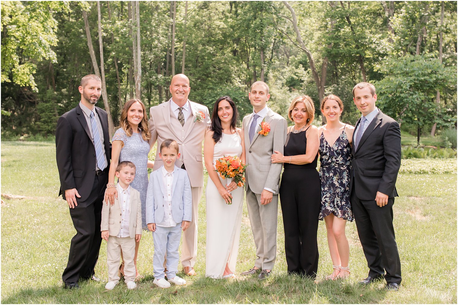 Family photo during intimate wedding