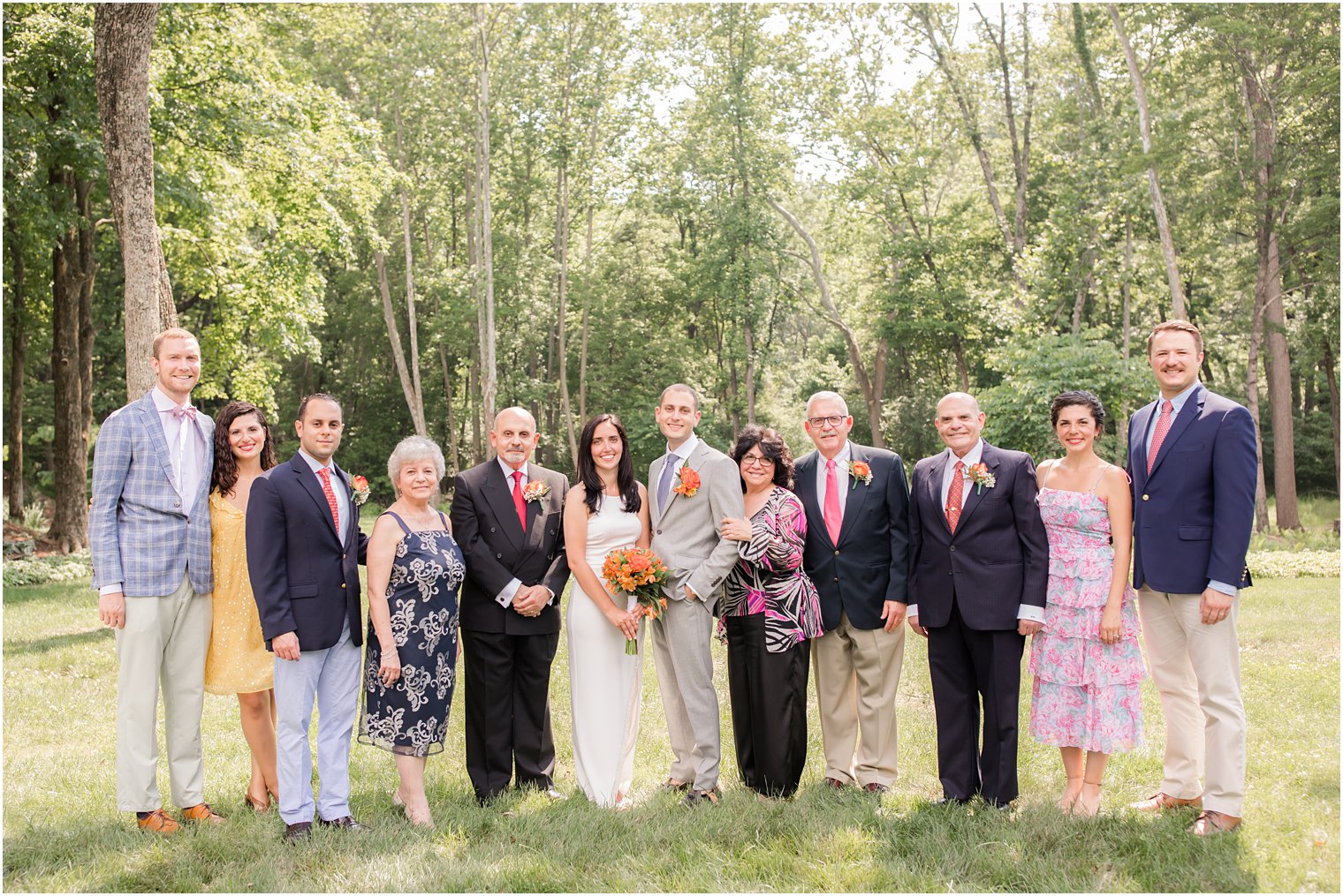 Family photo during intimate wedding