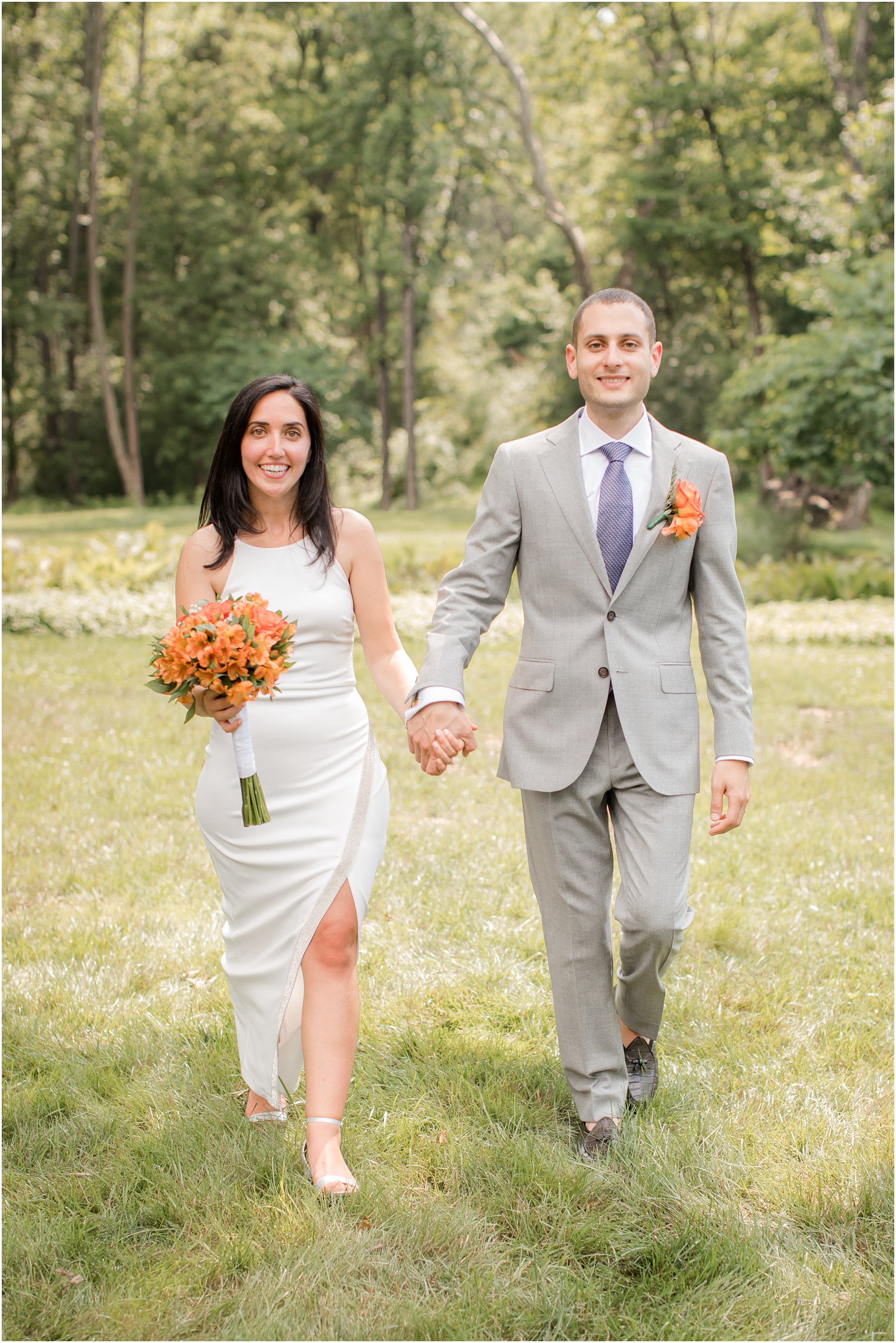 Bride and groom during intimate wedding during COVID-19