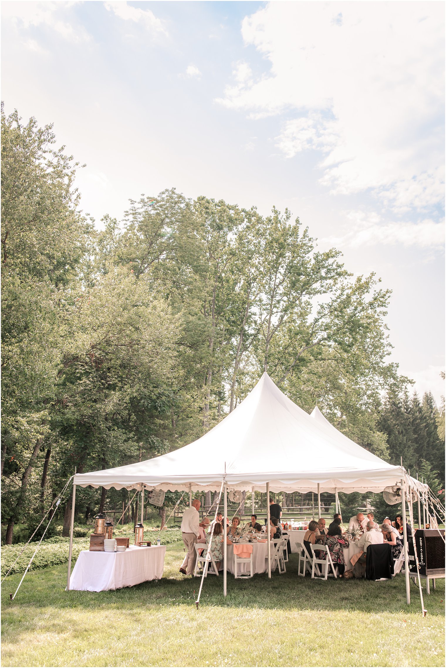 Tented reception during intimate wedding during COVID-19