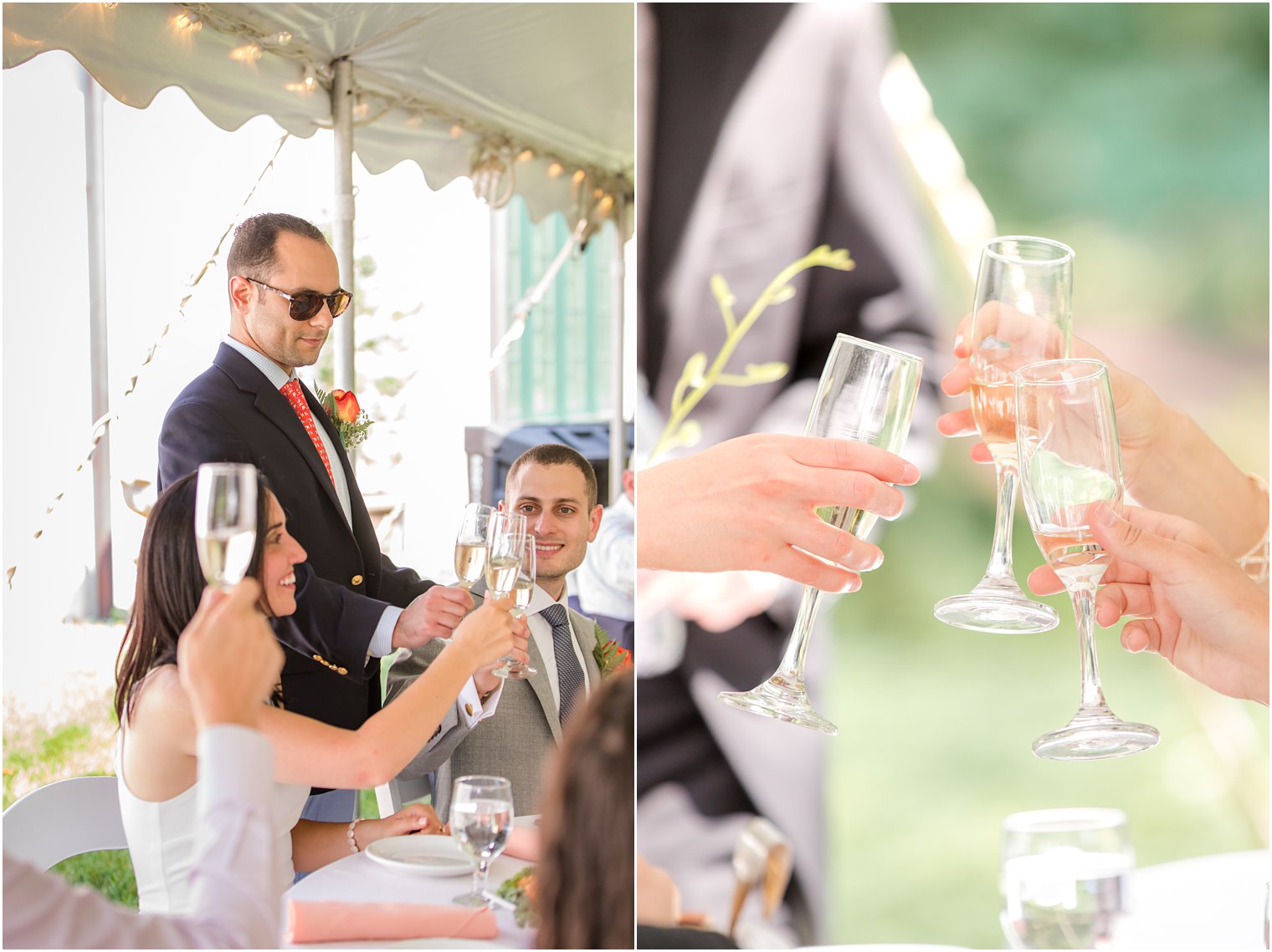 Tented reception during intimate wedding during COVID-19