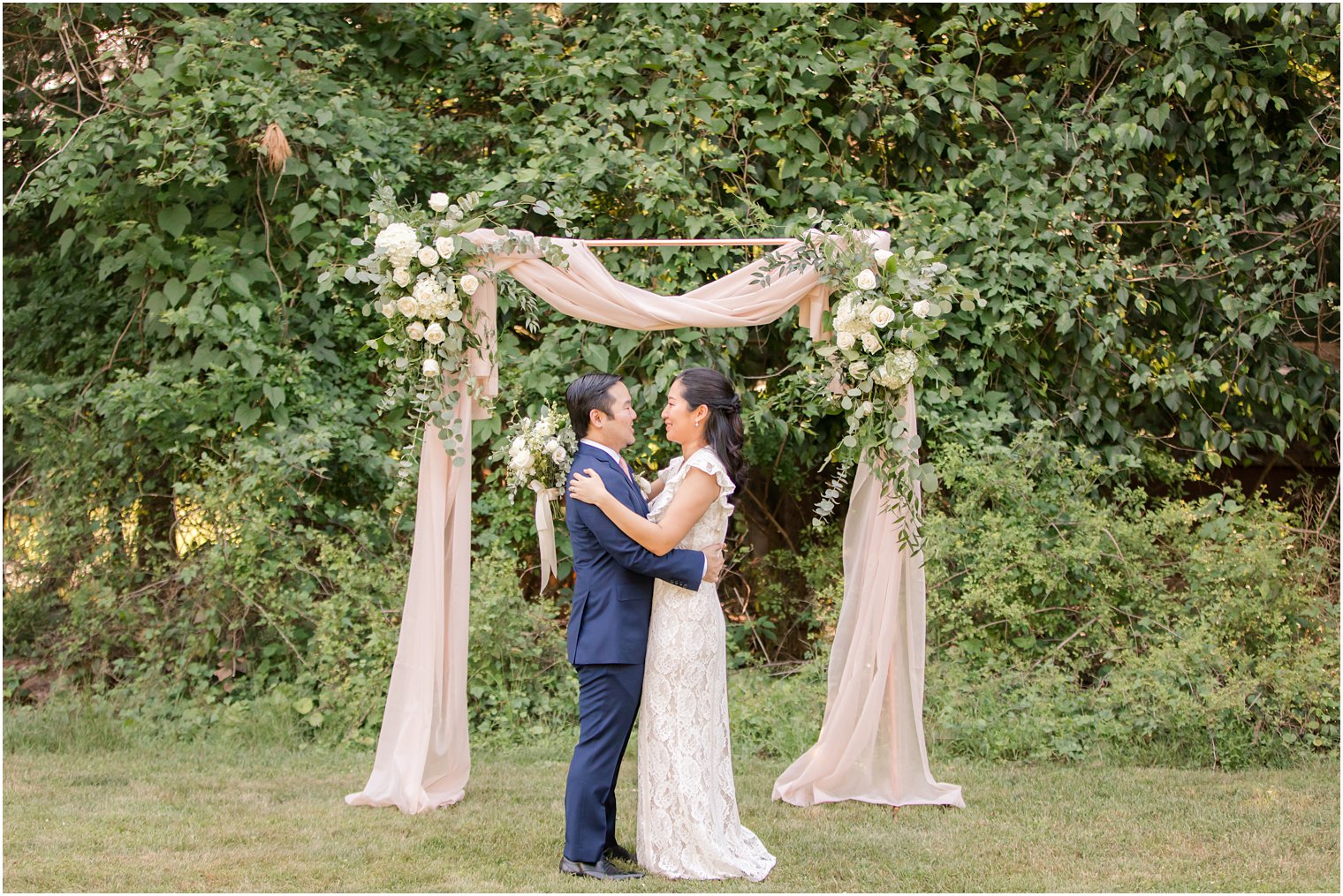 Bride and groom | NJ Intimate Wedding with a Gorgeous Arch by Idalia Photography