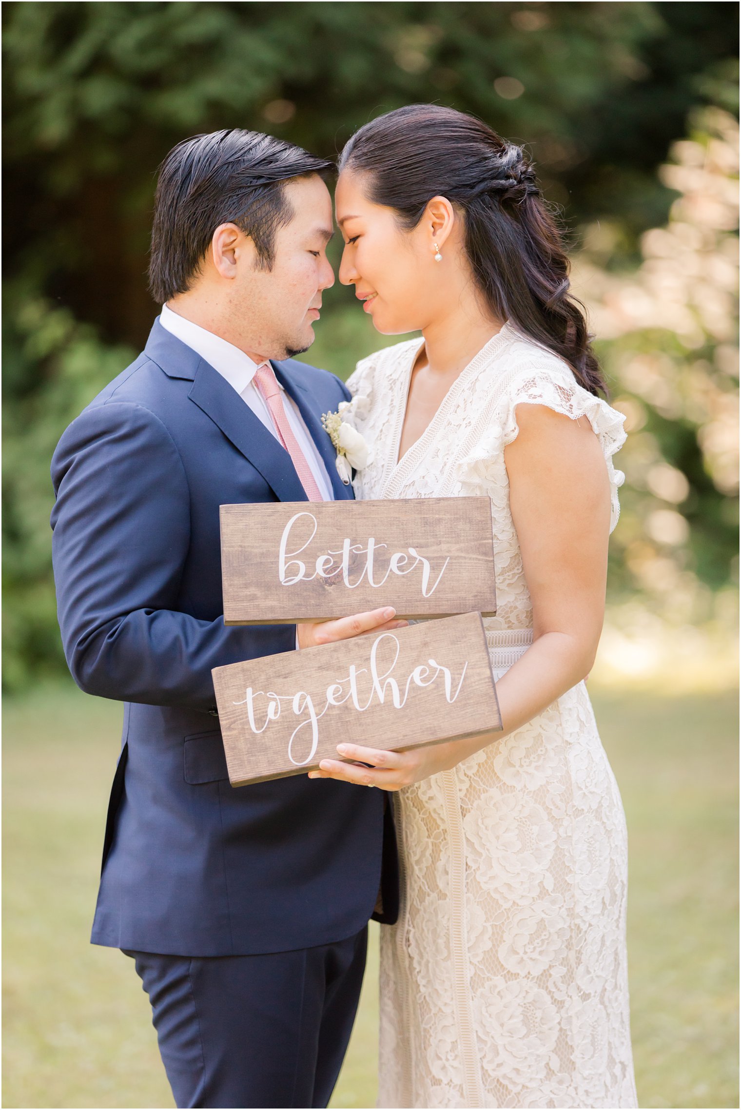 NJ Intimate Wedding with Better Together signs