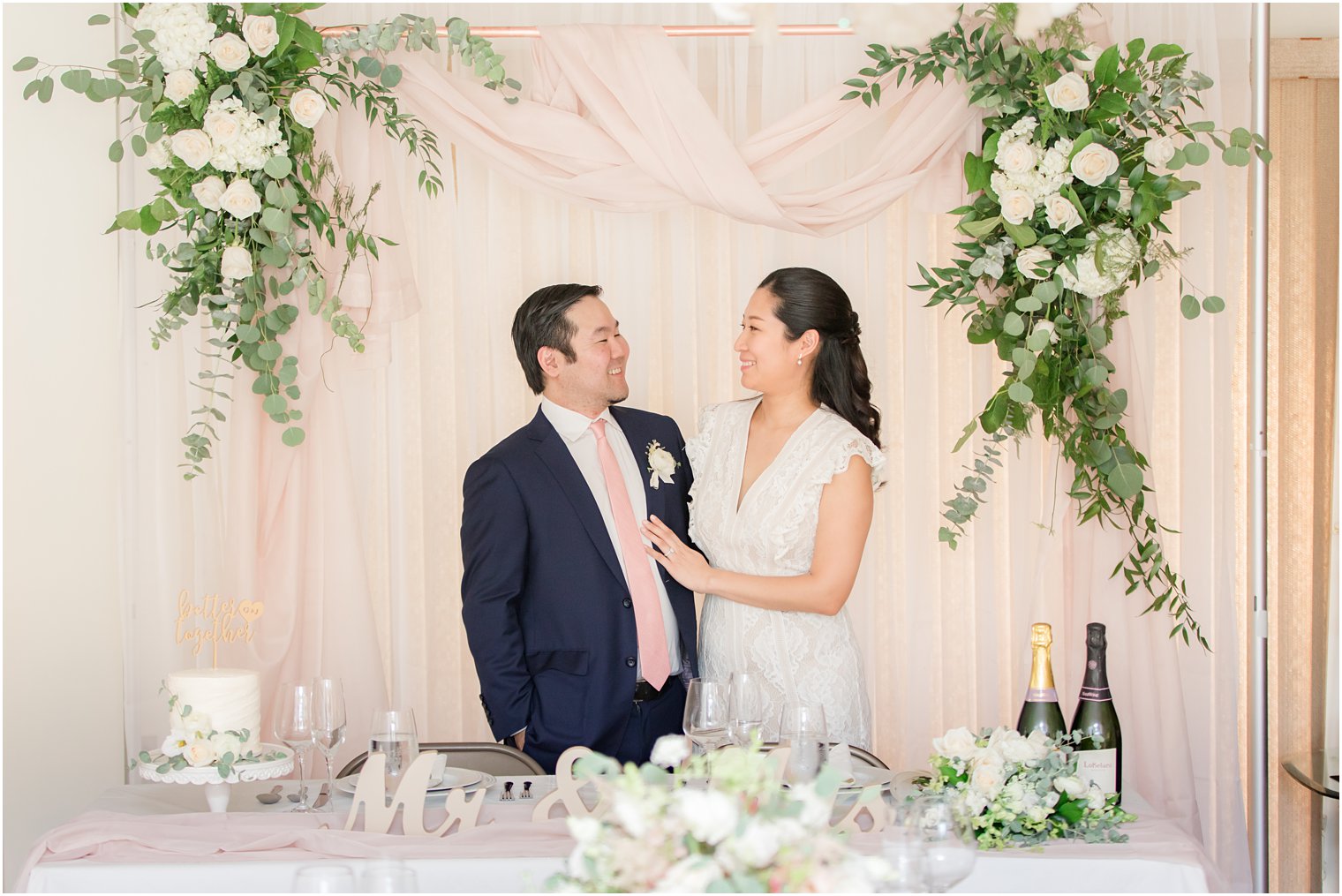 Bride and groom at sweetheart table