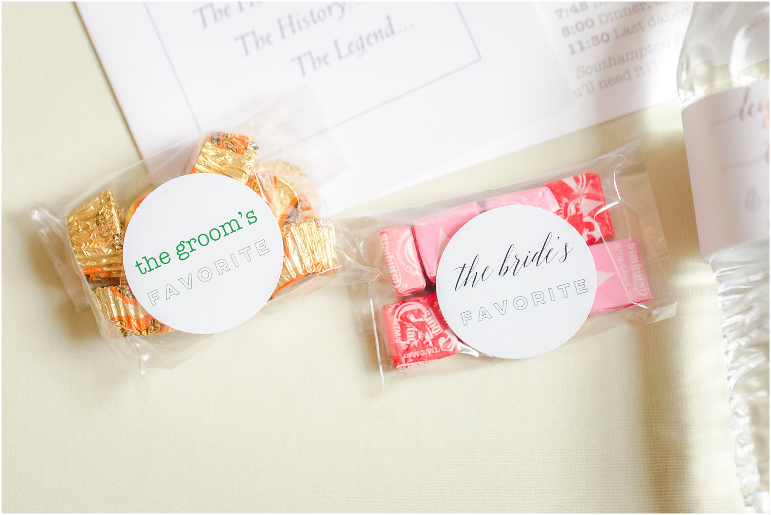 Custom labels for wedding welcome bag