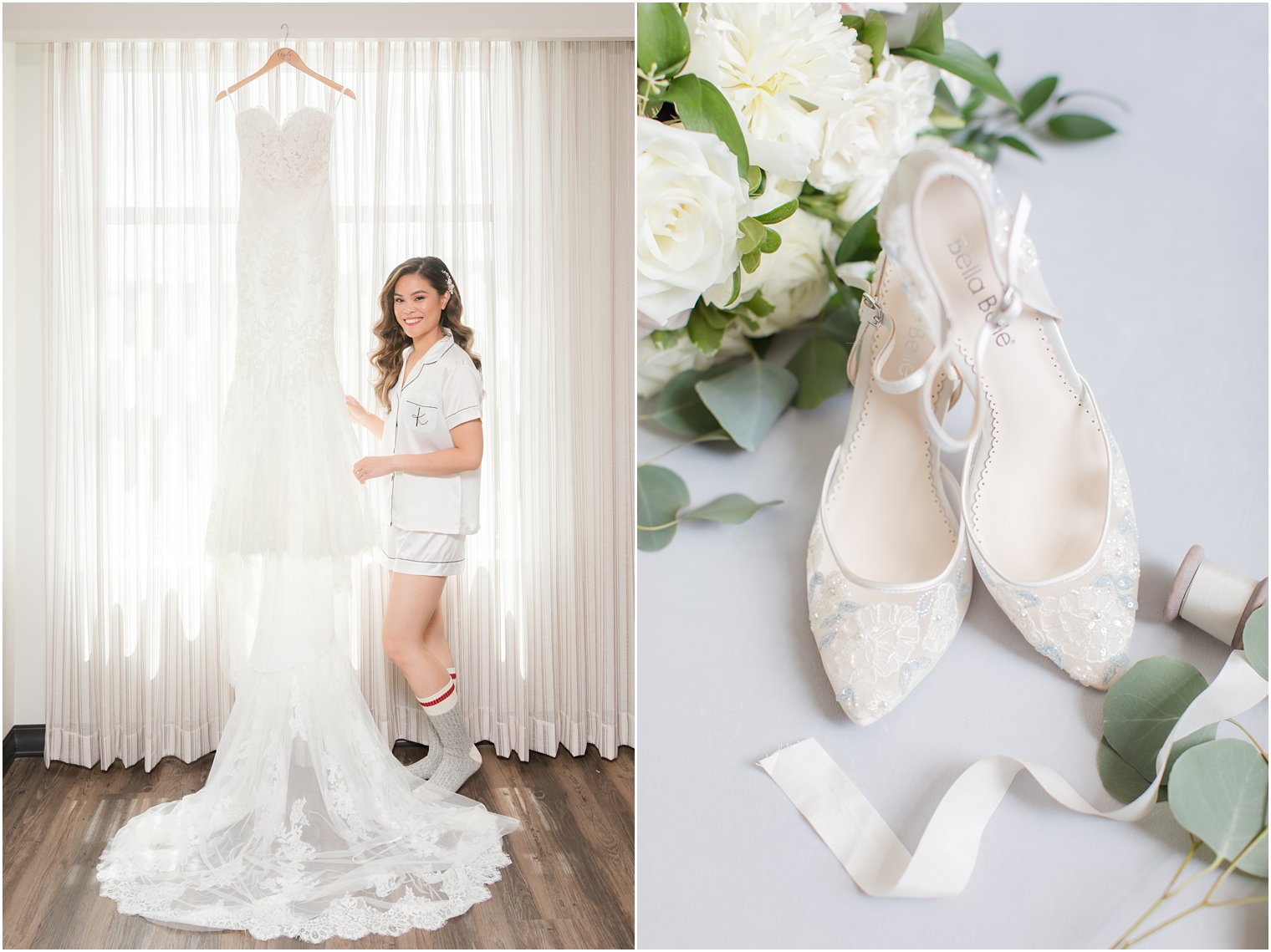 Bridal portrait and photo of bride with her Bella Belle shoes