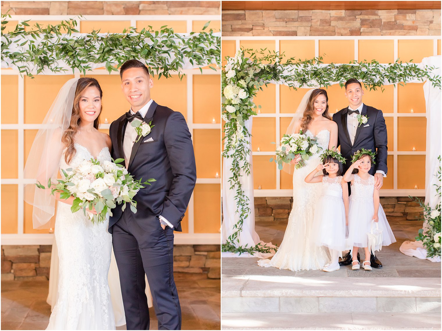 Bridal party with bride and groom at Stone House at Stirling Ridge