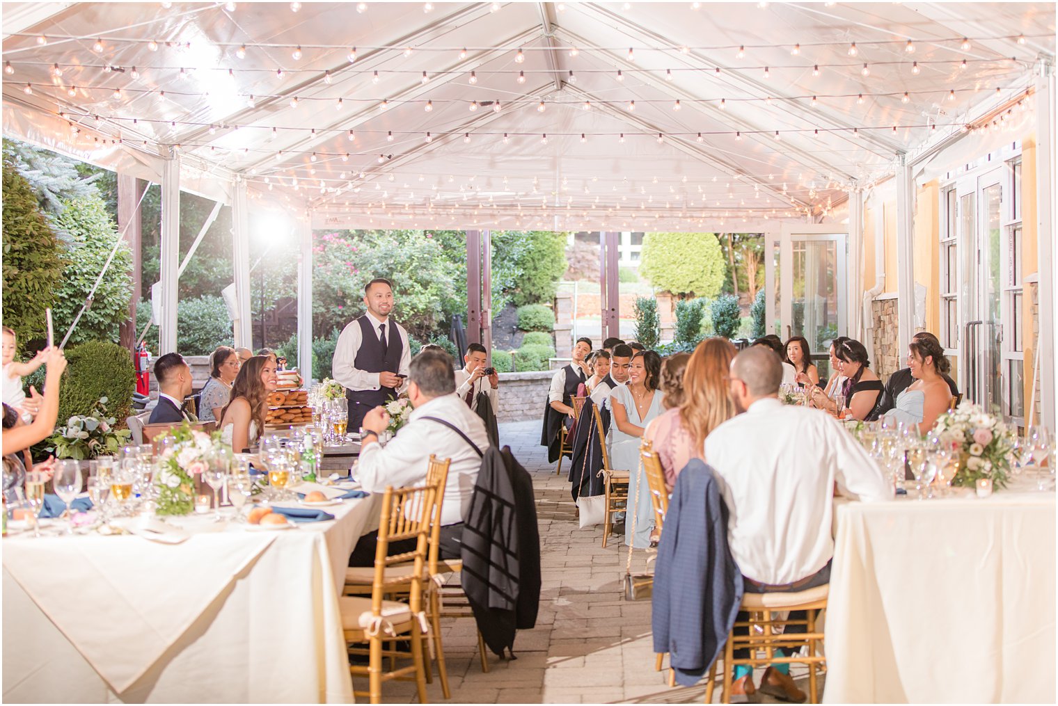 Outdoor tented reception at Stone House at Stirling Ridge