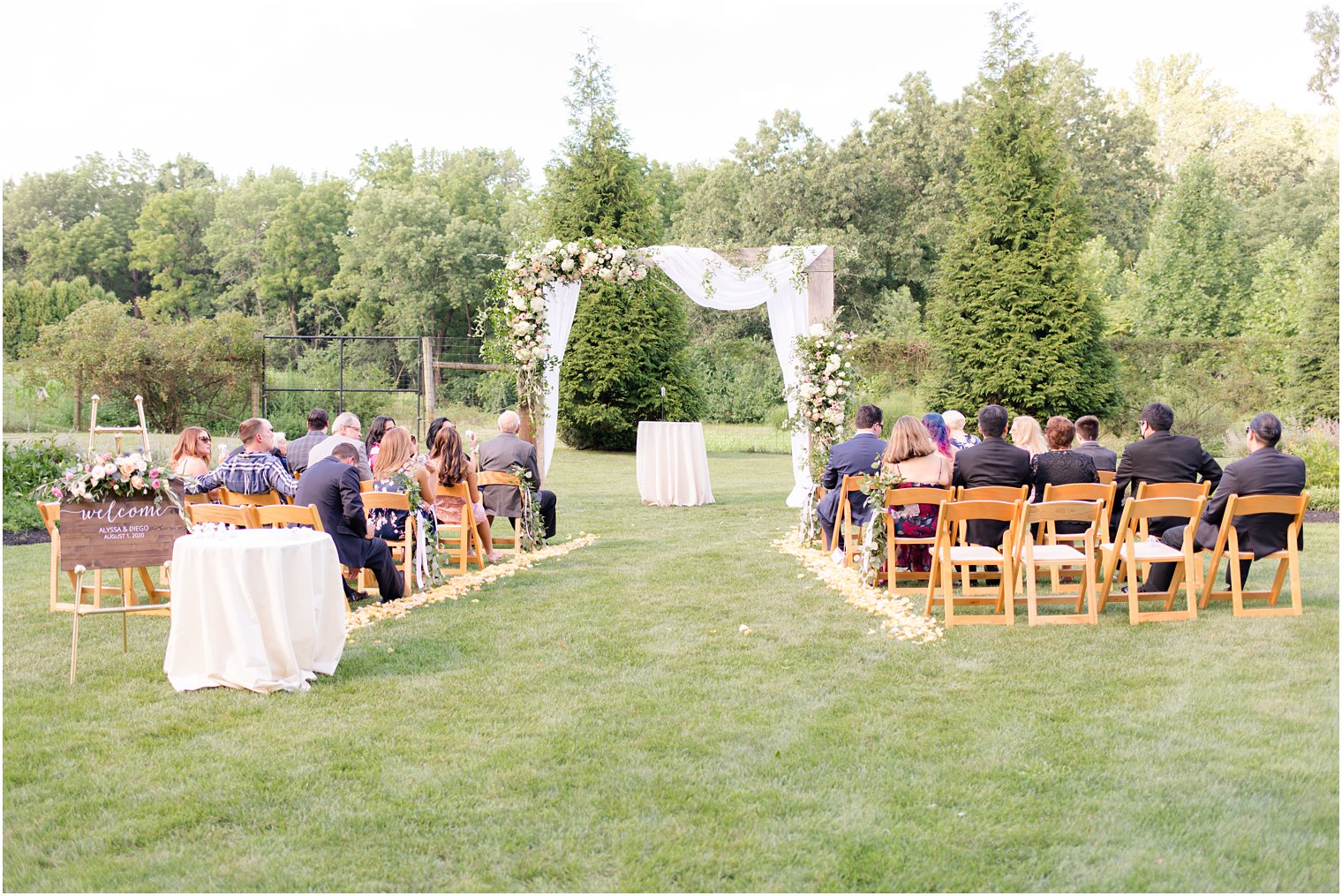 Outdoor wedding ceremony at Ninety Acres at Natirar in Peapack NJ
