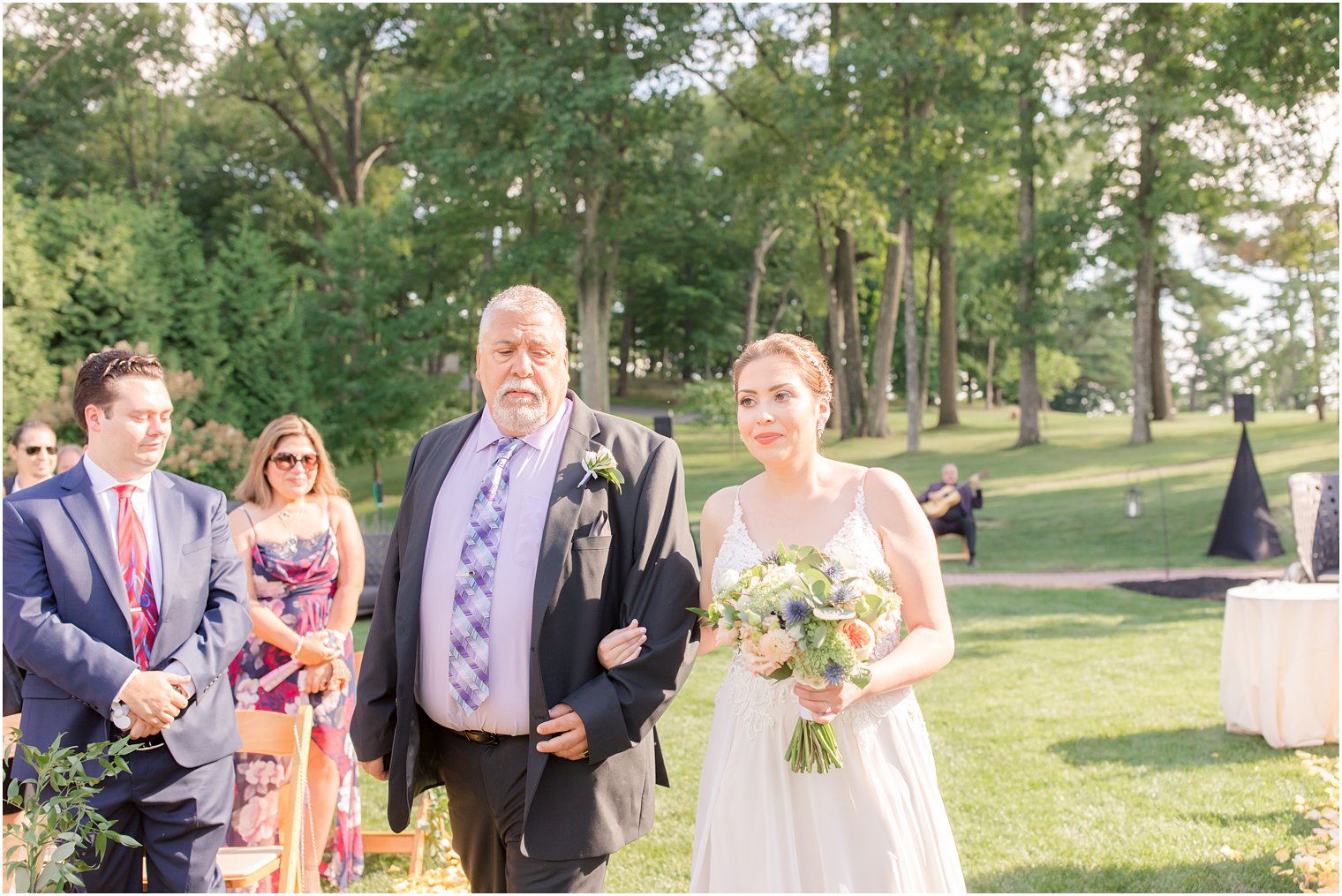 Bride processional Outdoor wedding ceremony at Ninety Acres at Natirar in Peapack NJ