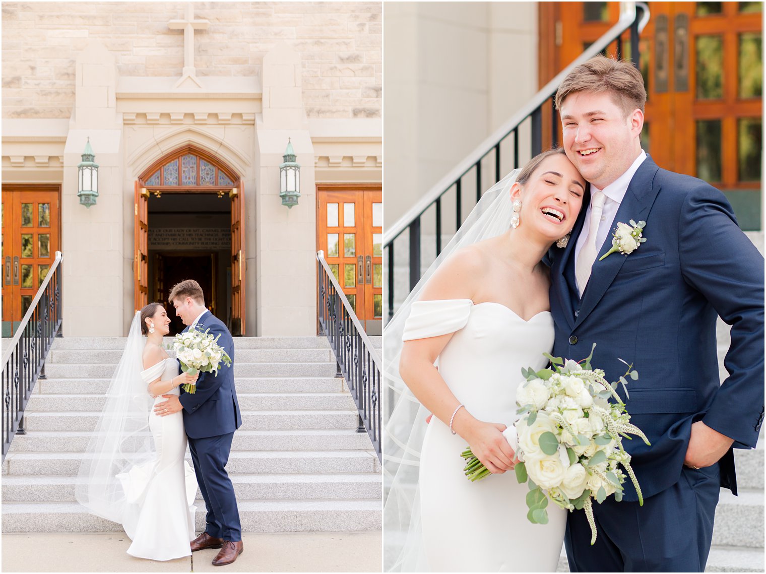 married couple at wedding ceremony at Our Lady of Mount Carmel in Ridgewood NJ