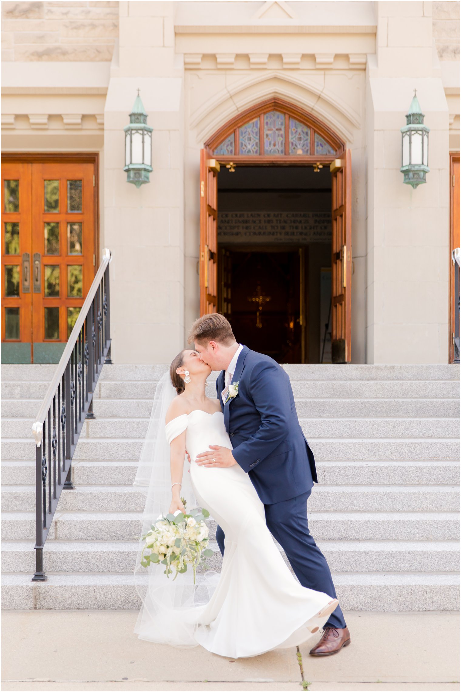 married couple at wedding ceremony at Our Lady of Mount Carmel in Ridgewood NJ