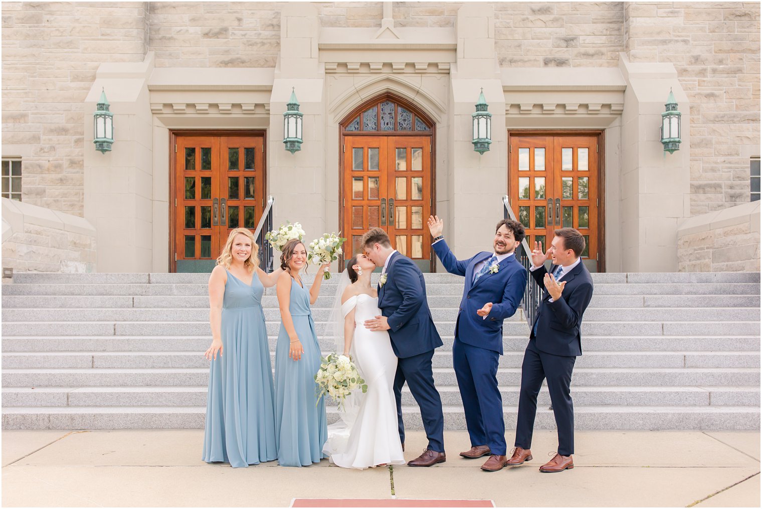 bridal party at wedding ceremony at Our Lady of Mount Carmel in Ridgewood NJ