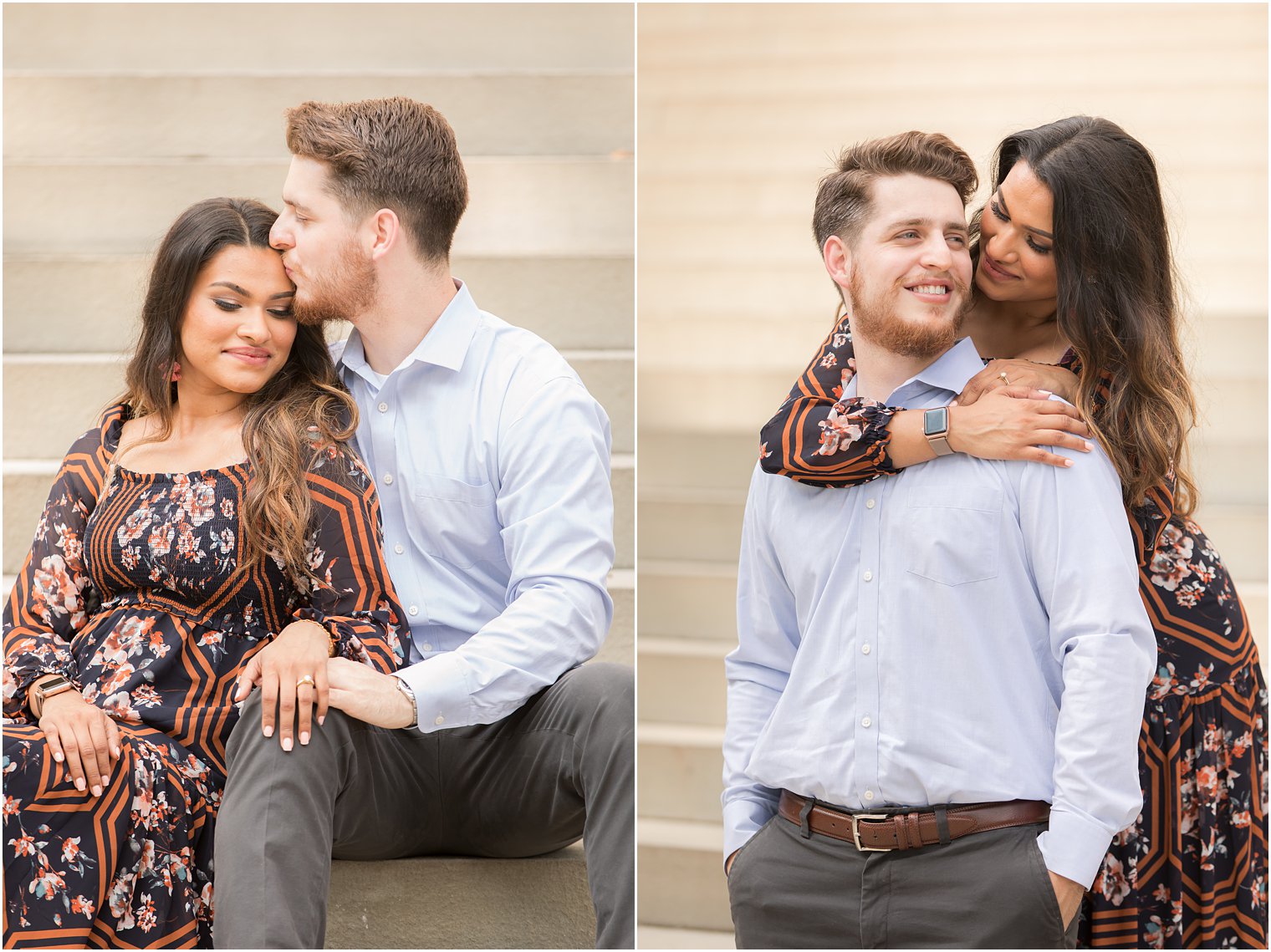 Bride and groom cuddling for photos