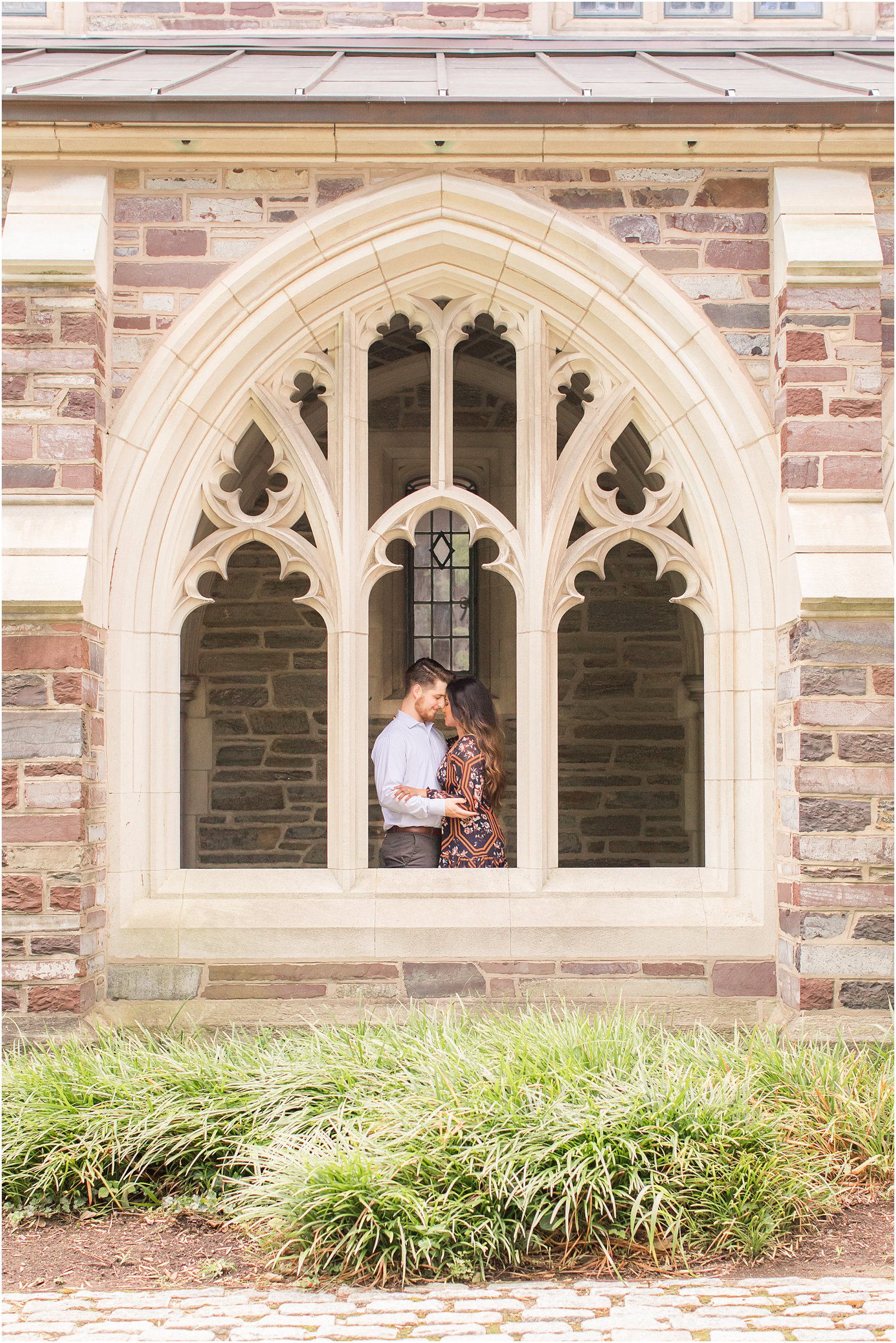 Romantic photo of engaged couple at Princeton