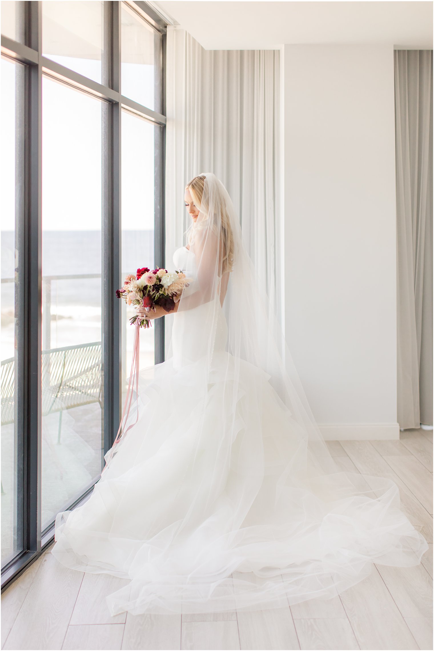 bridal portrait at Wave Resort before New Jersey wedding 