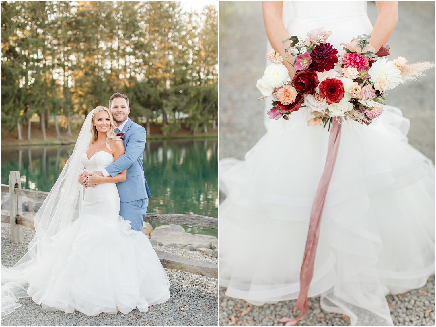 bride holds fall bouquet by Cassandra Shah photographed by Idalia Photography 