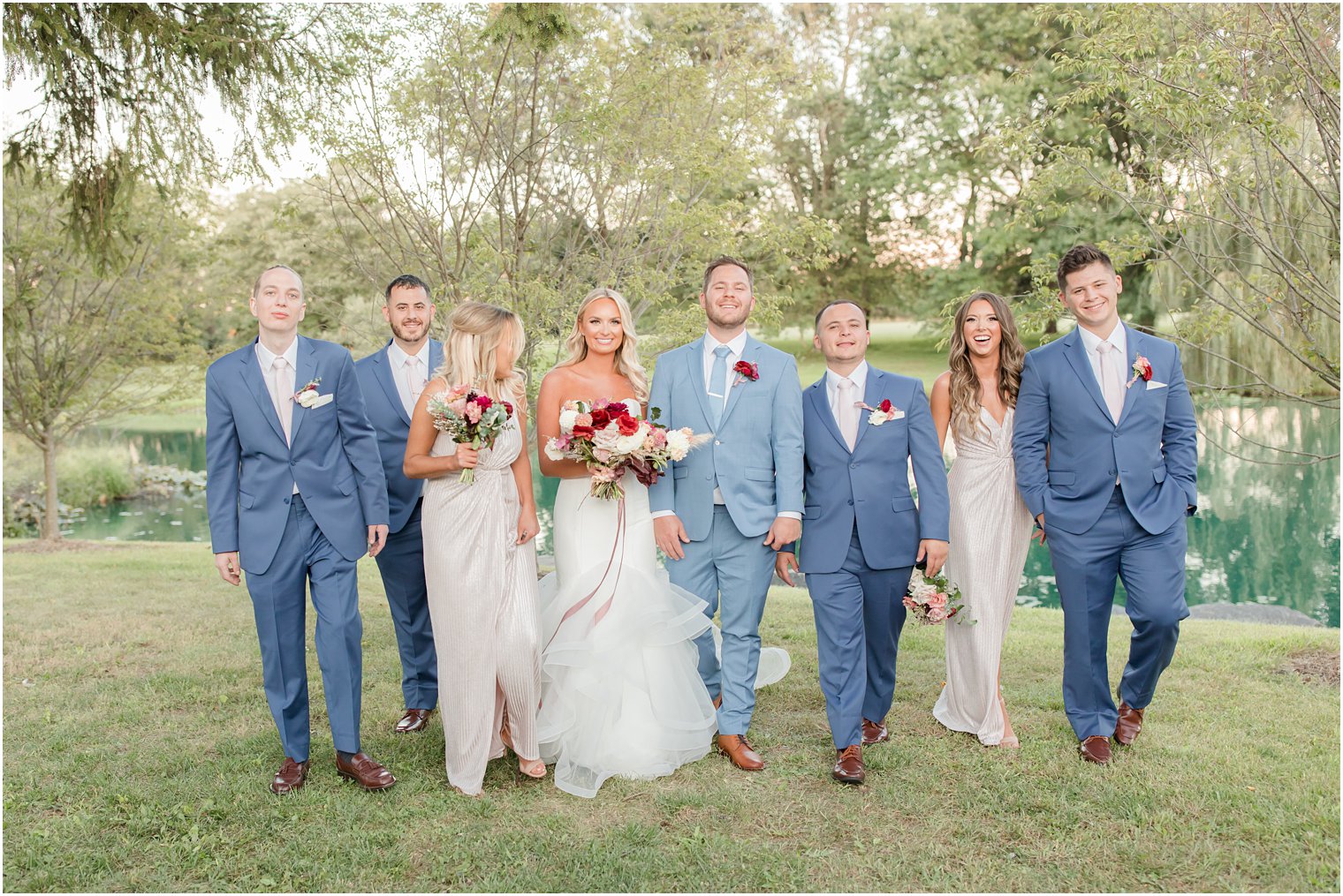 bridal party walking 