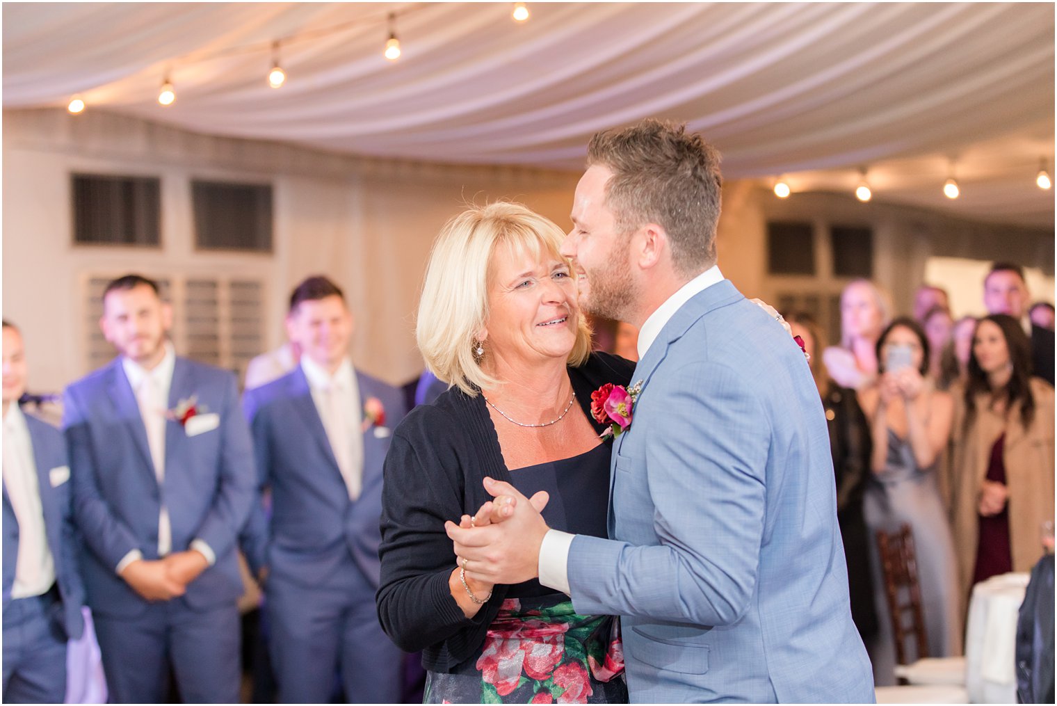 groom dances with mom during NJ wedding reception