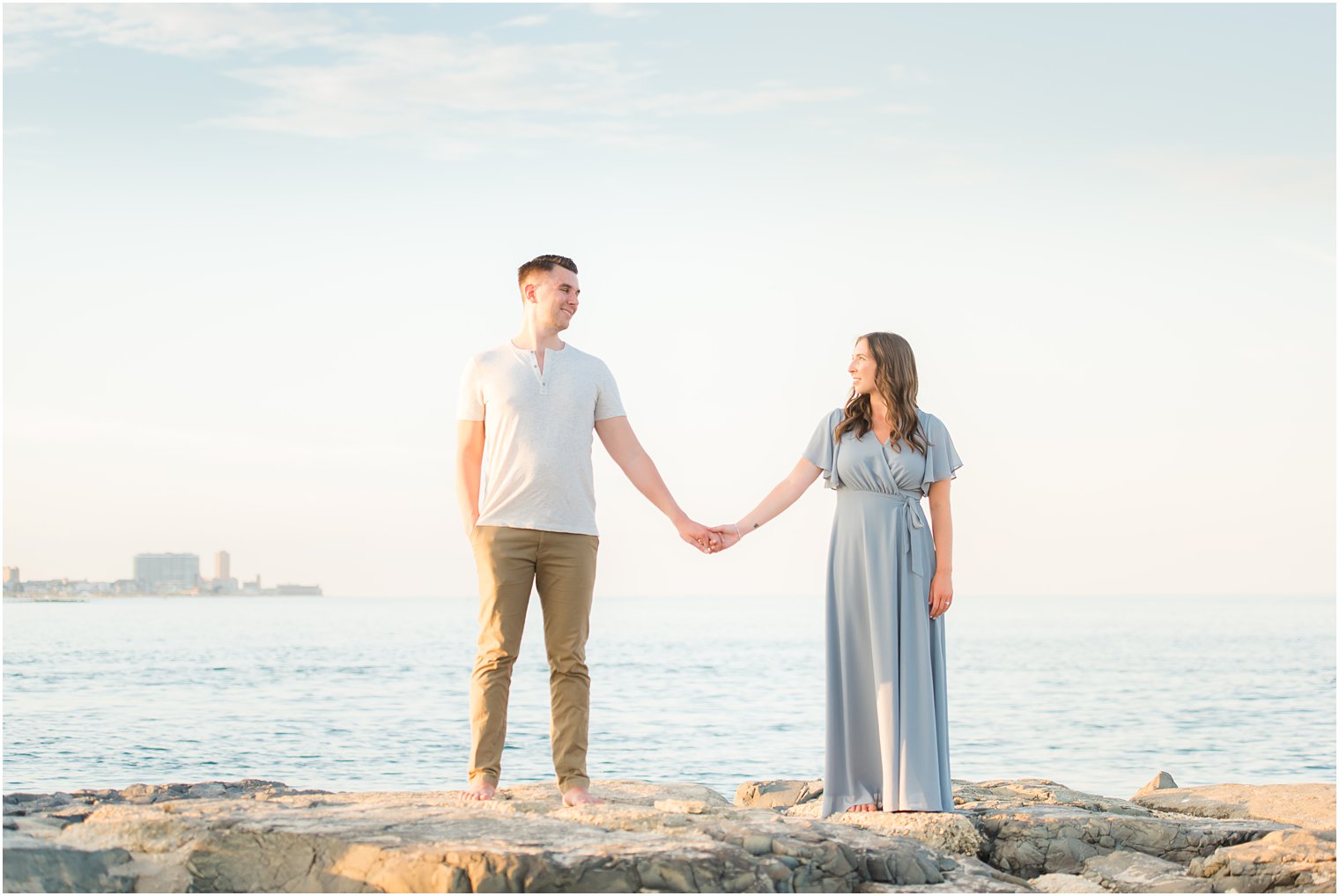 beach engagement session in Belmar NJ