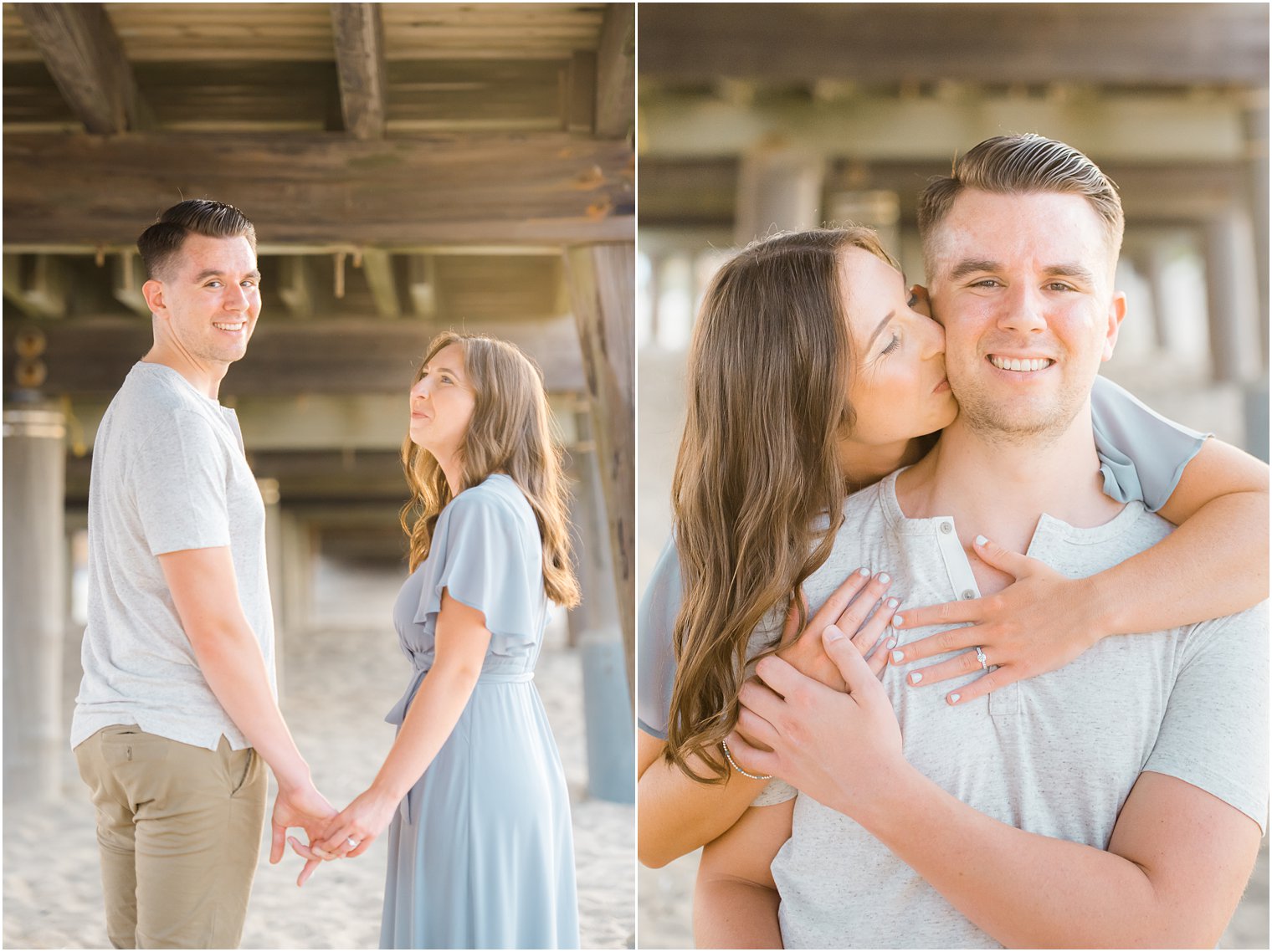 New Jersey engagement photos under 9th Ave Pier