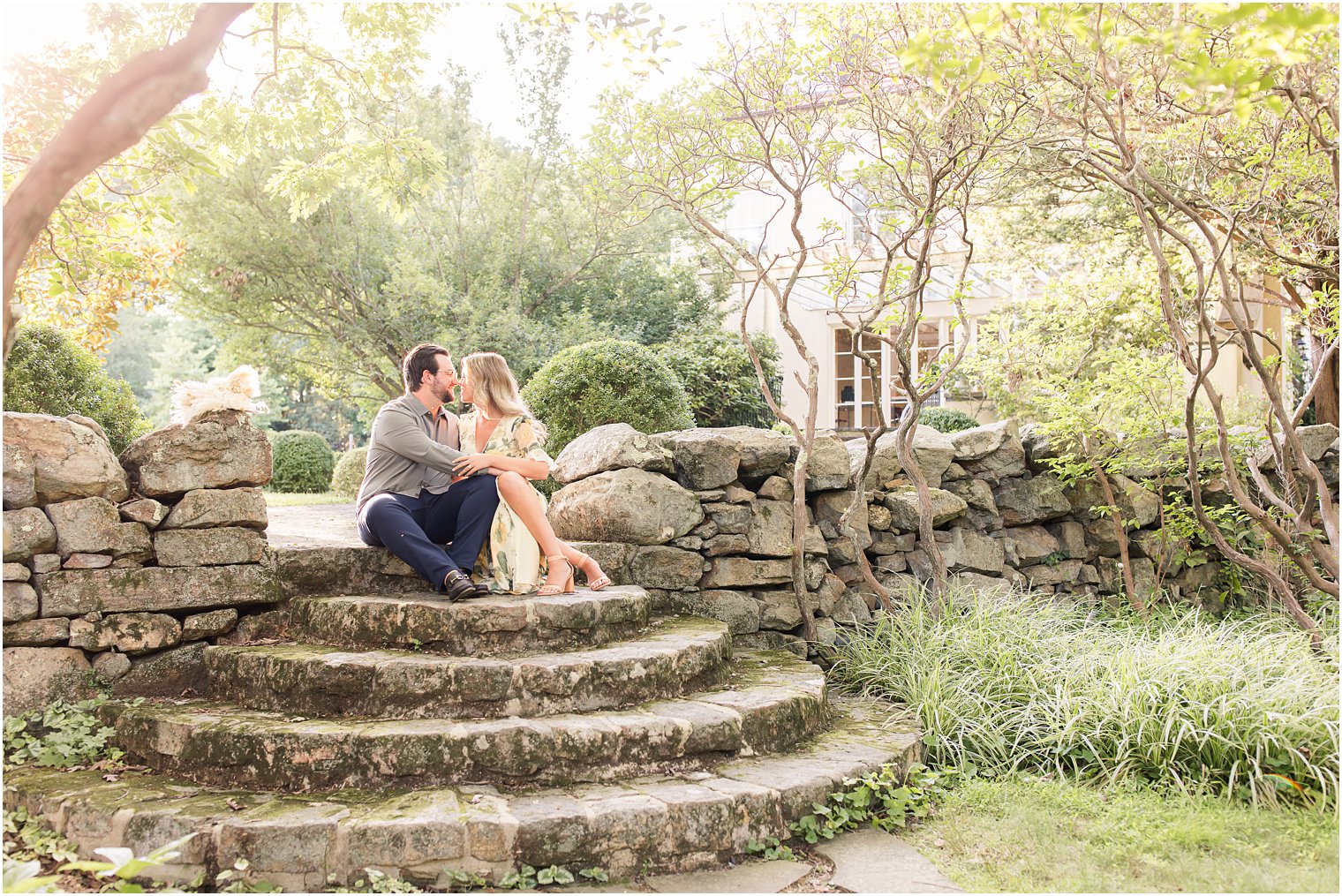 garden engagement session at sunset in New Jersey