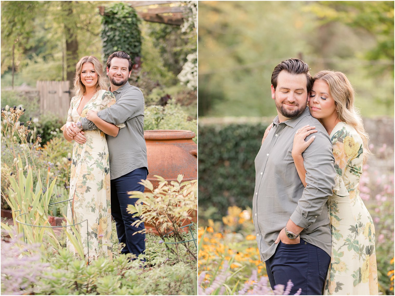 bride and groom pose in Cross Estate Gardens