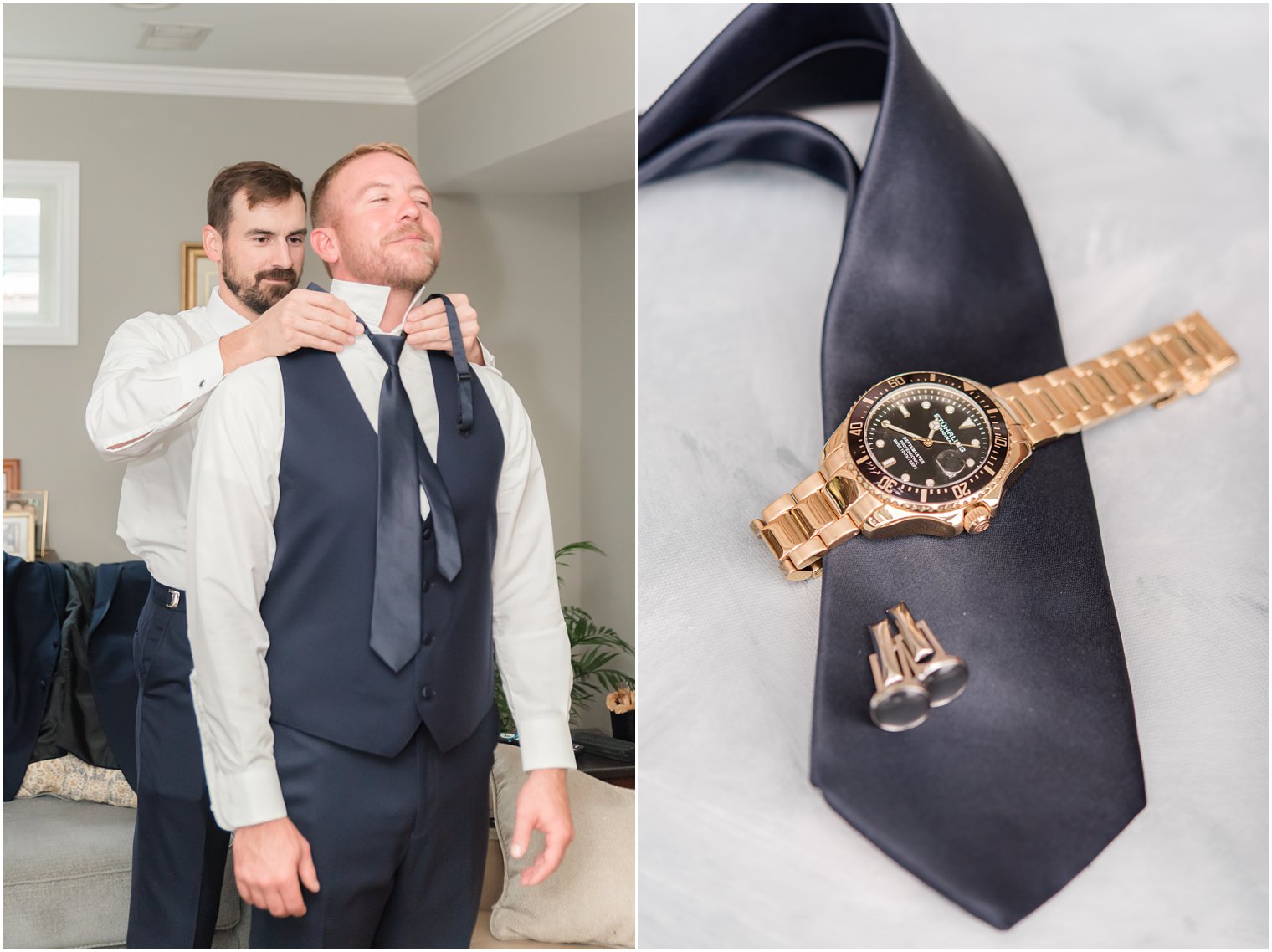 groom prepares for NJ wedding