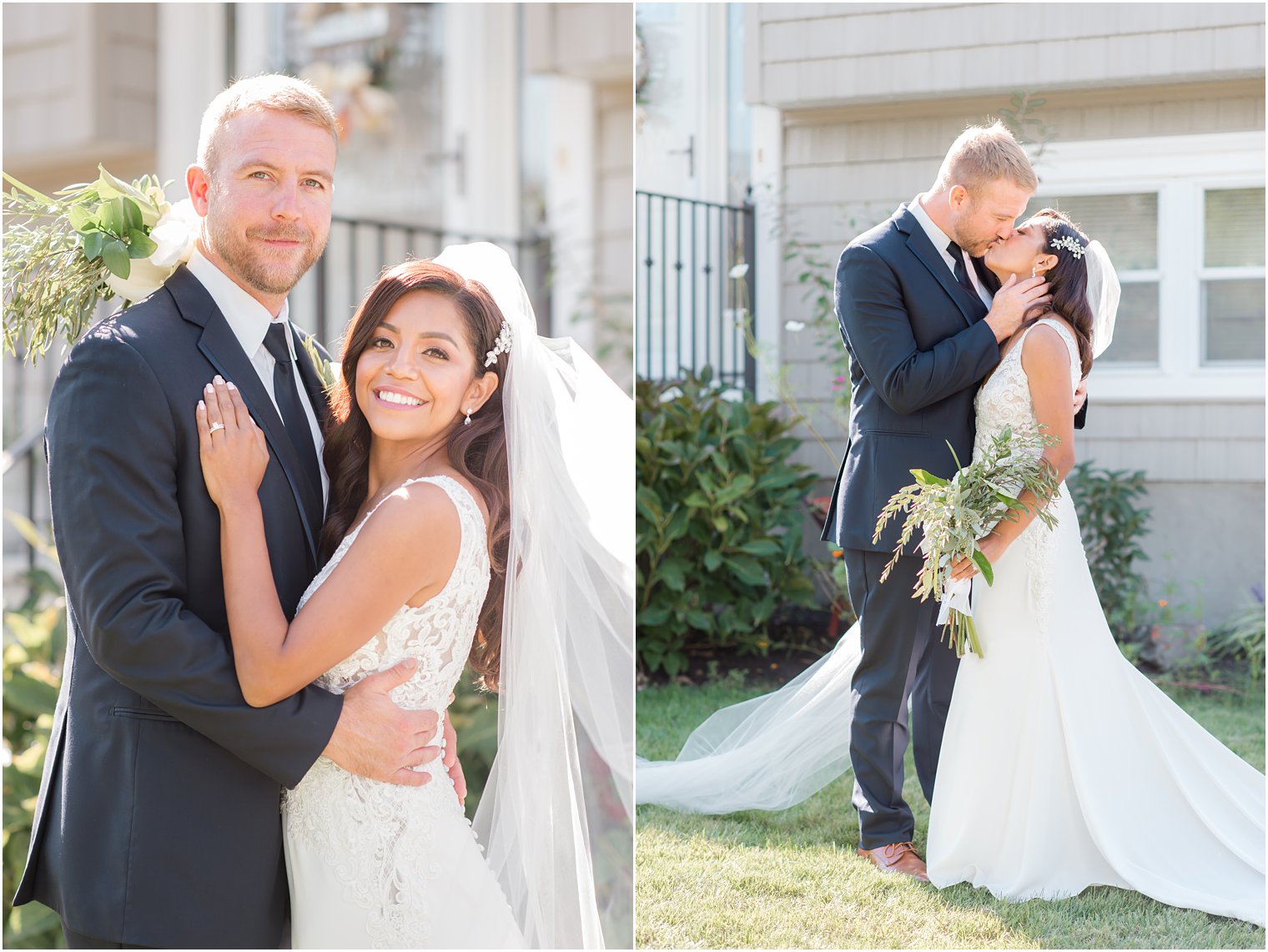 New Jersey newlyweds pose outside home