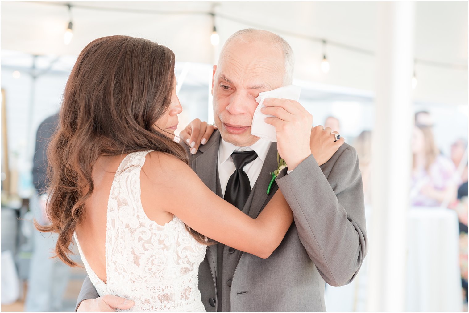 dad cries during dance with daughter during wedding reception