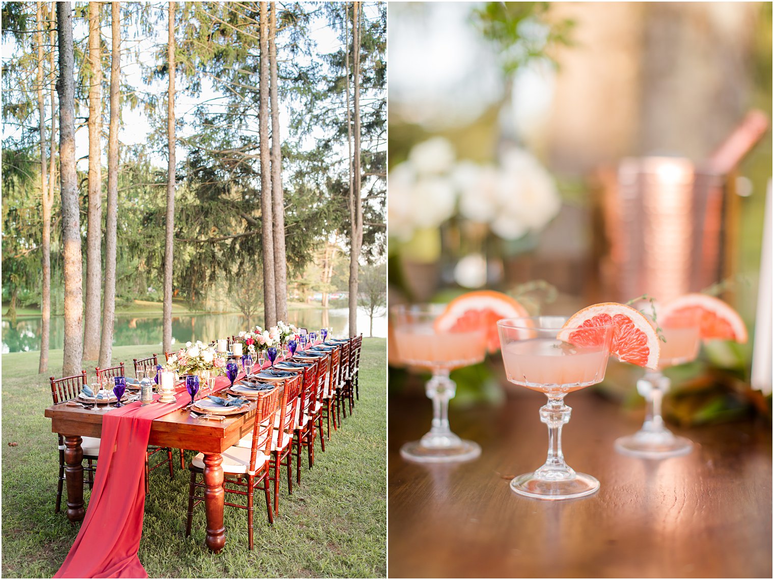 customized gin drink with grapefruit accent for fall wedding