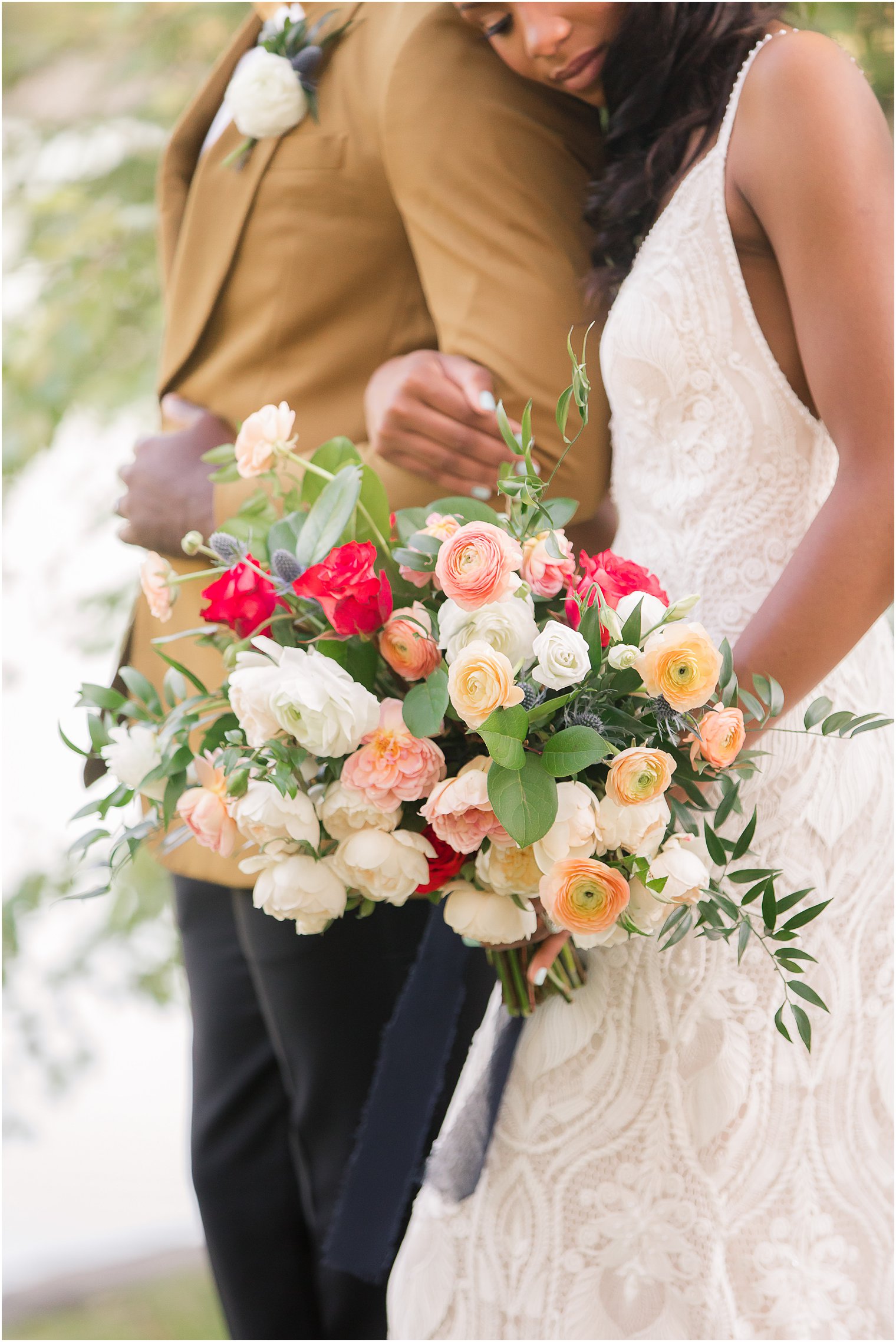 modern fall wedding bouquet inspiration with pinks, ivory, and orange