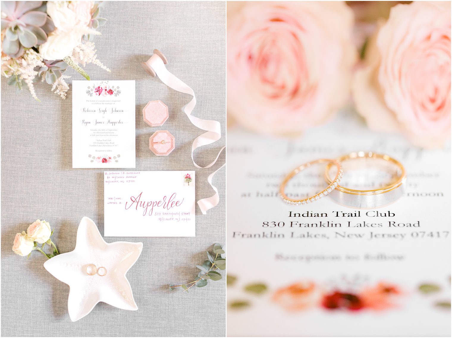pastel summer microwedding invitation suite and succulents