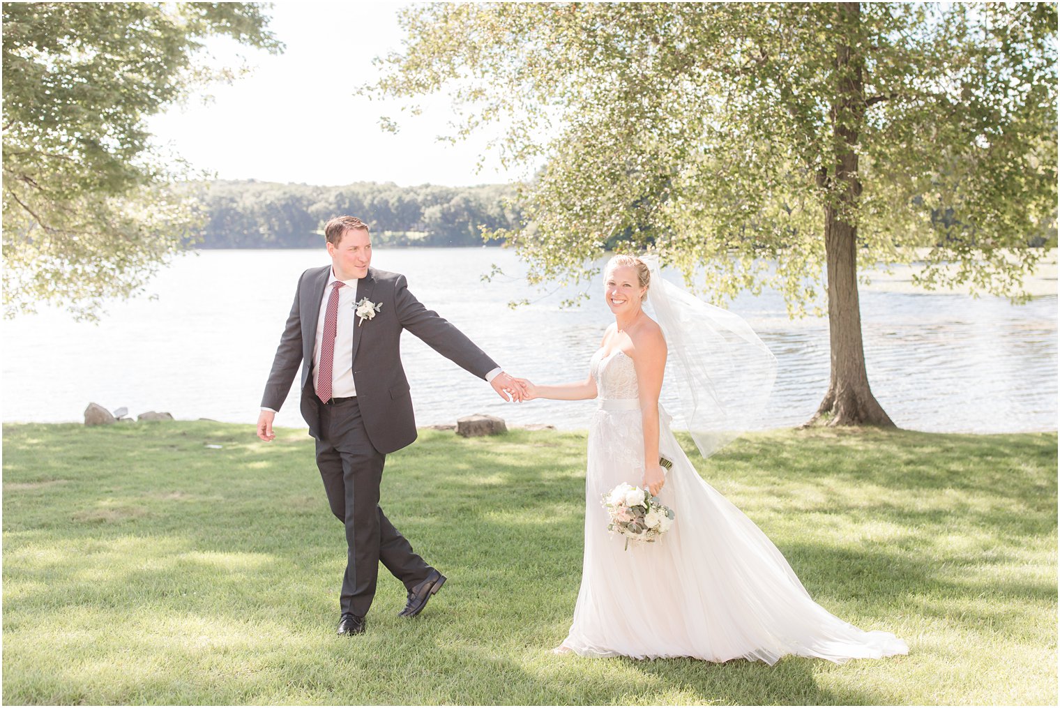 Franklin Lakes NJ wedding portraits by the lake