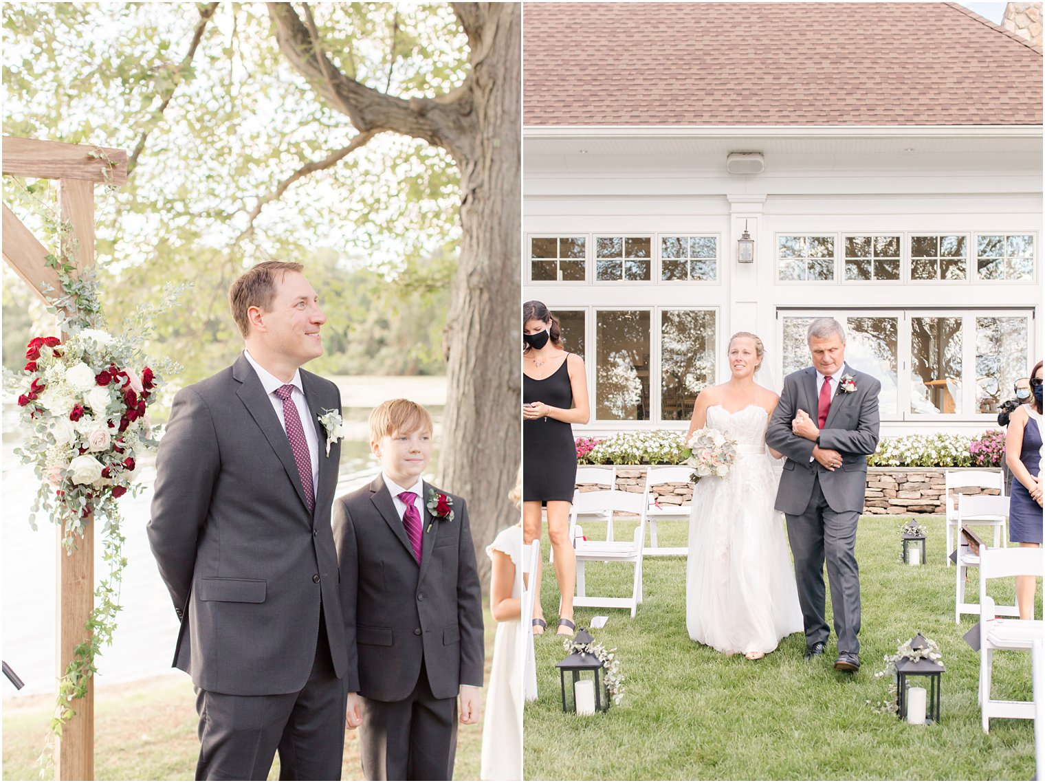 groom watches bride walk down aisle at Indian Trail Club 