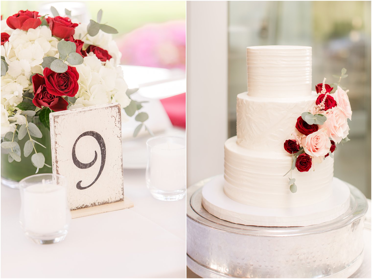 ivory wedding cake with rose details for Indian Trail Club Micro Wedding