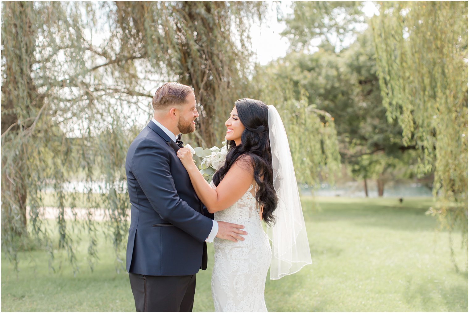 bride and groom meet for first look in New Jersey