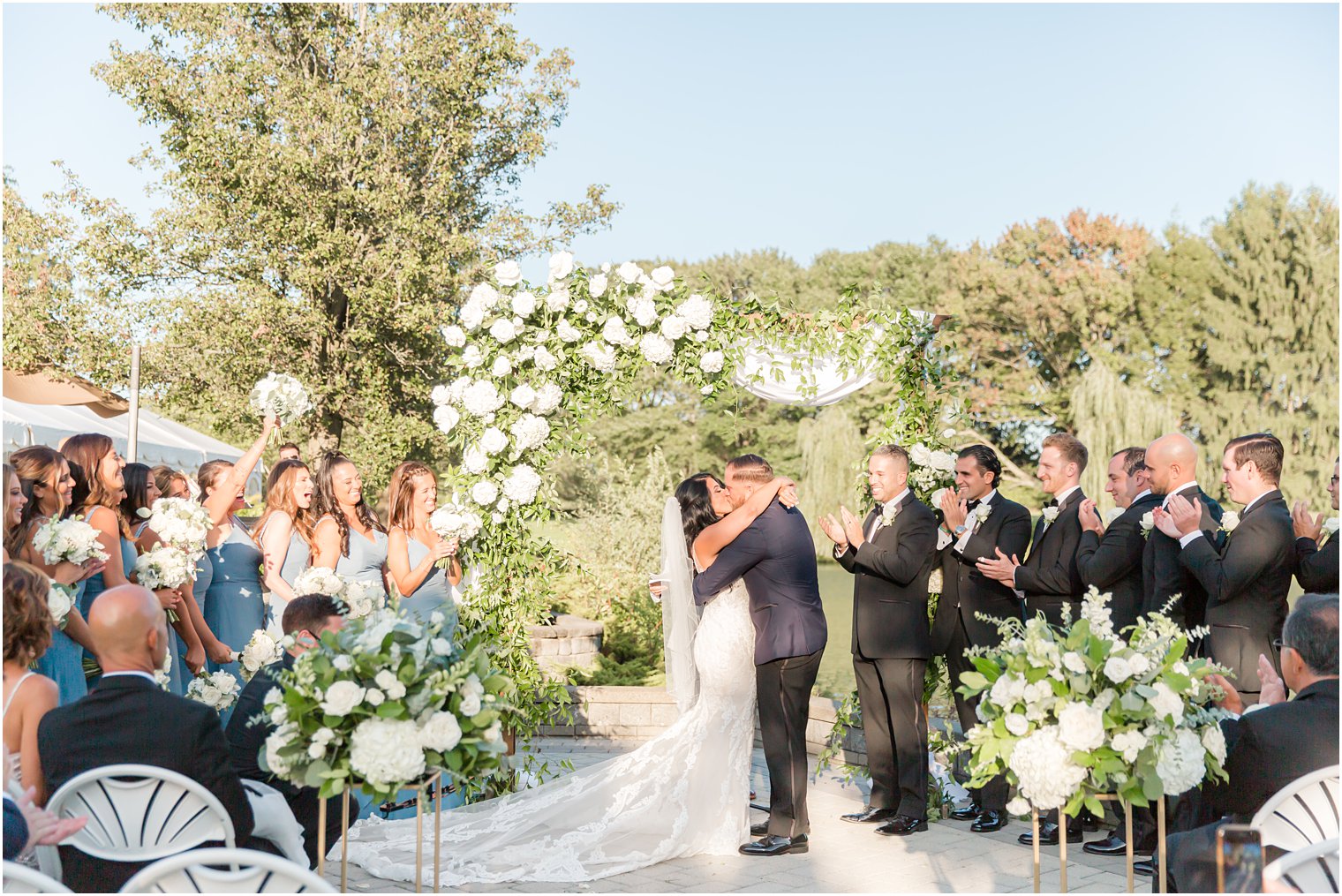 married couple kisses during NJ wedding ceremony