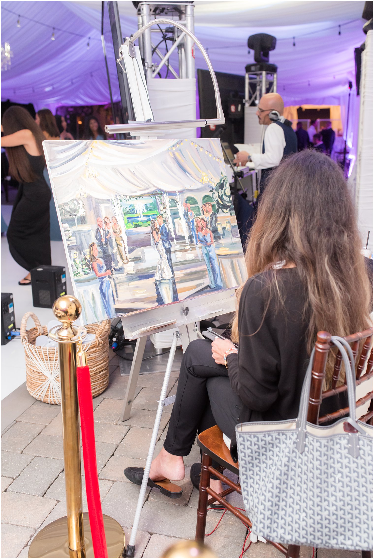 live painter at Windows on the Water at Frogbridge wedding reception