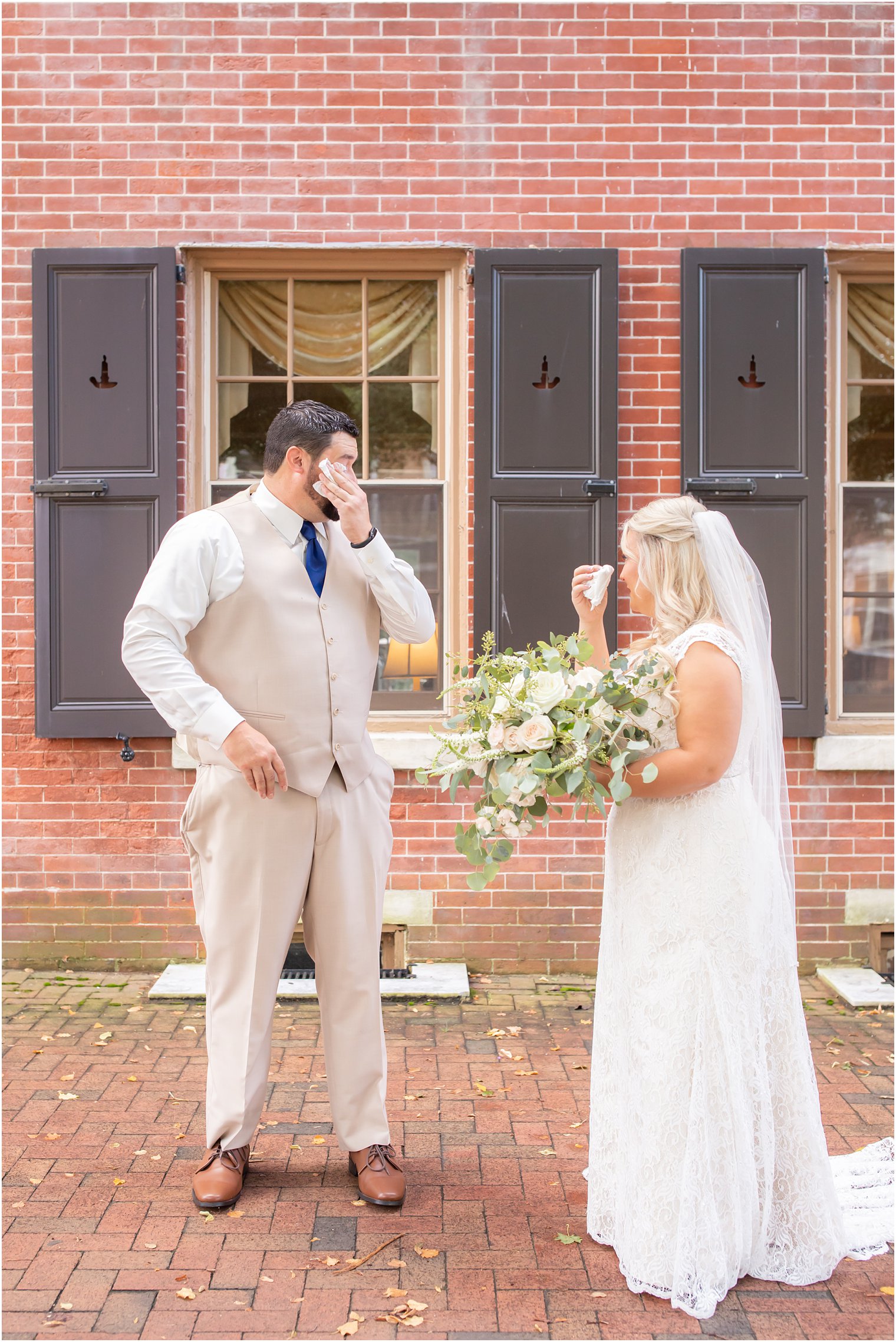emotional first look at the Lily Inn on wedding day
