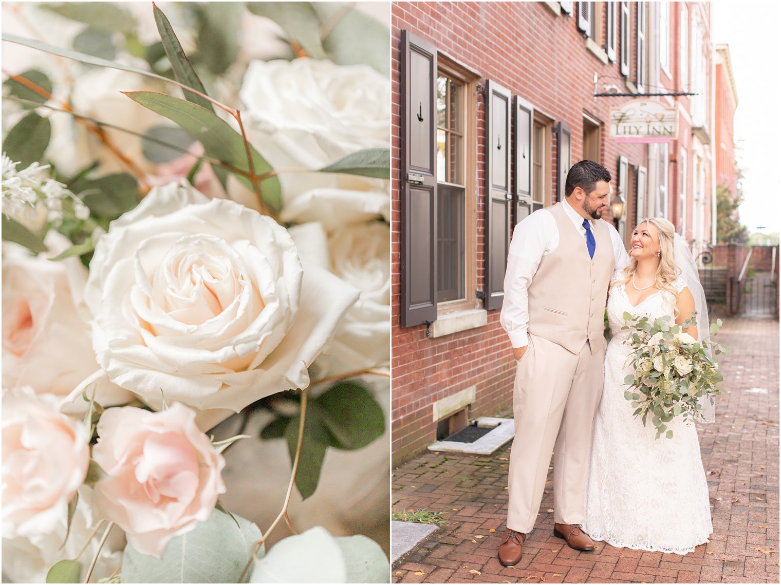 NJ couple smiles at each other before micro wedding 