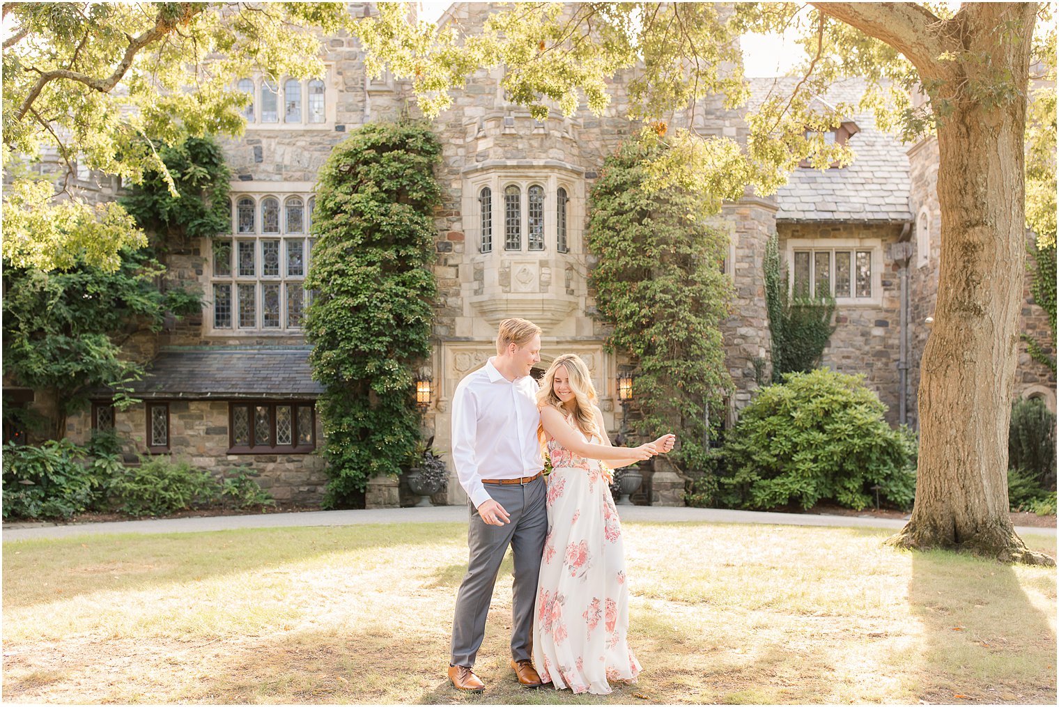 couple dances during Skylands Manor Engagement Session