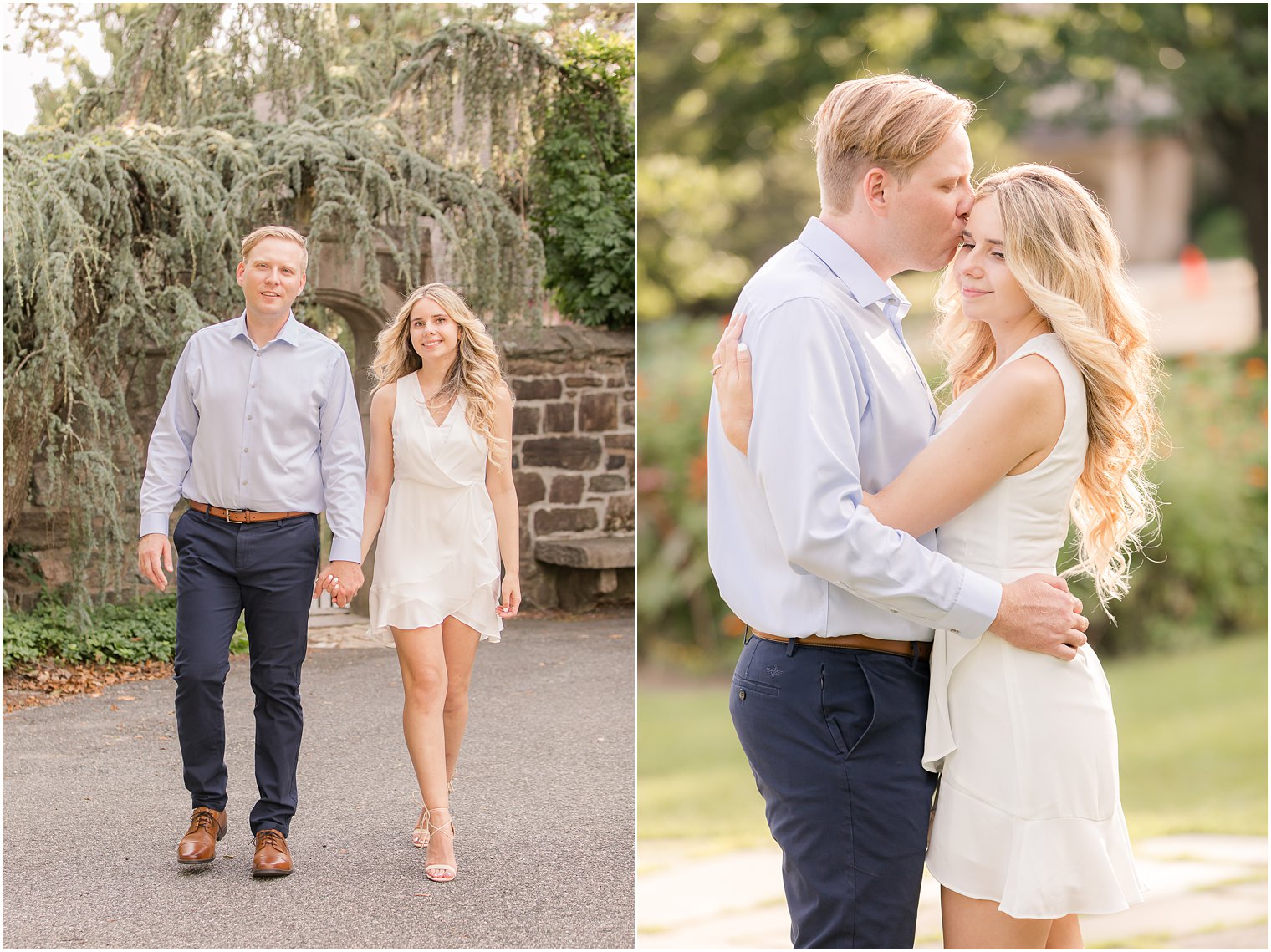 New Jersey couple walks through Skylands Manor in Ringwood NJ during engagement photos