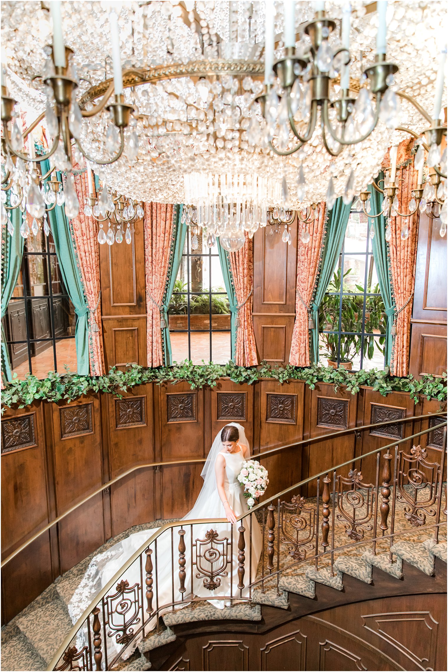 Bridal portrait on staircase at The Manor