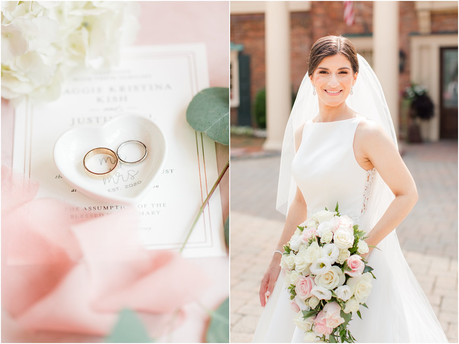 Bridal portrait in front of The Manor in West Orange NJ