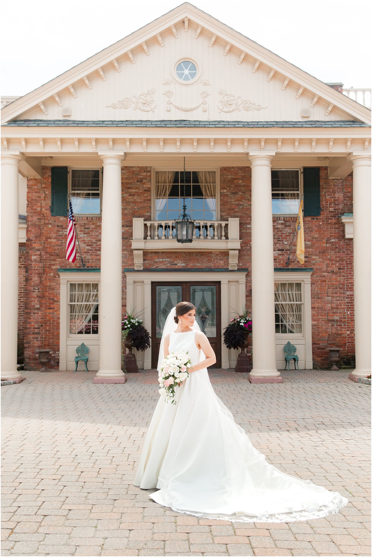 Bride wearing Pronovias dress at The Manor in West Orange NJ