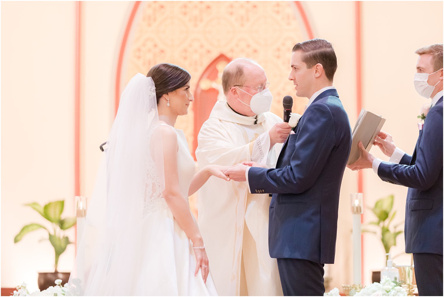 Ring exchange during wedding ceremony