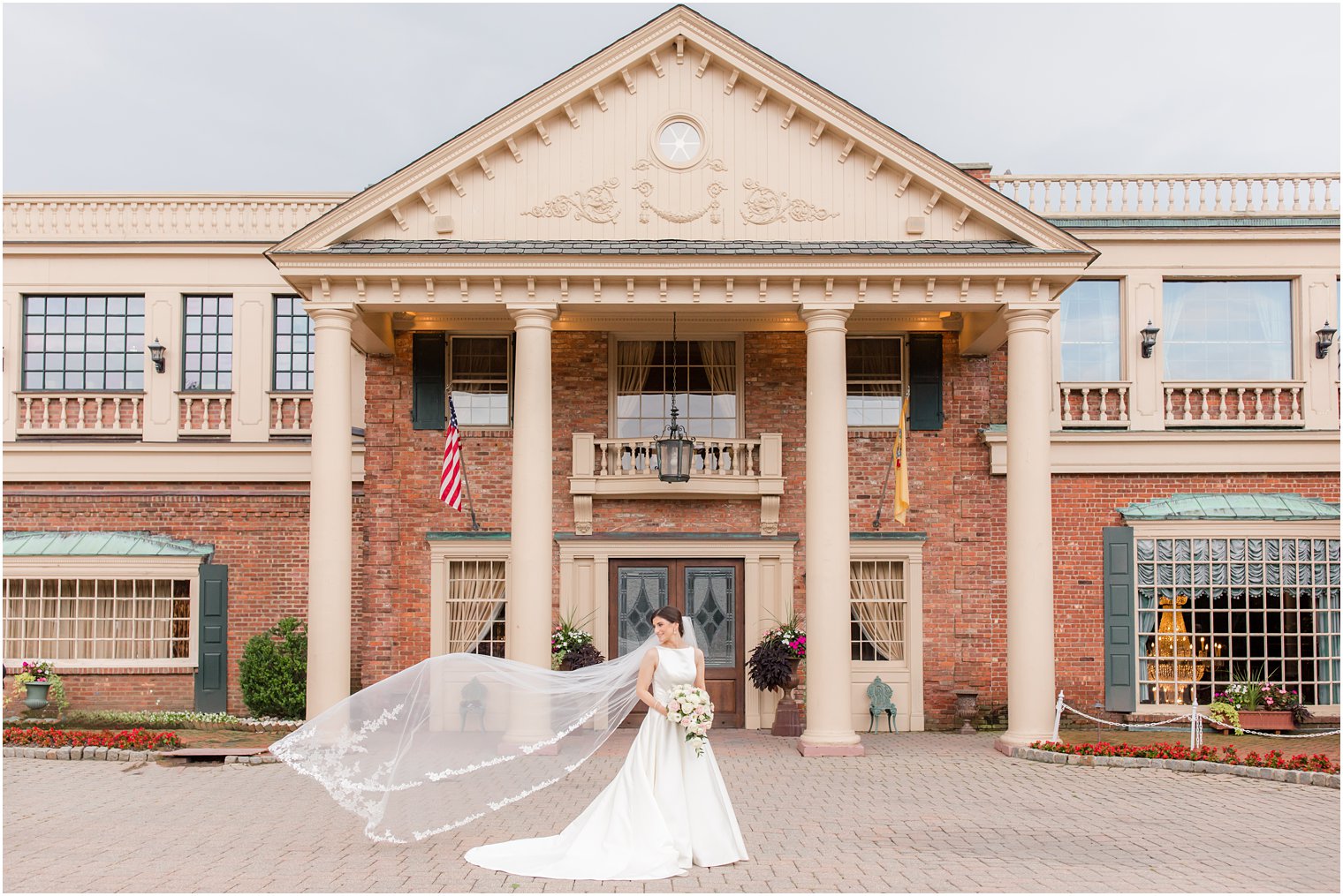 Bridal portrait with flowing veil 