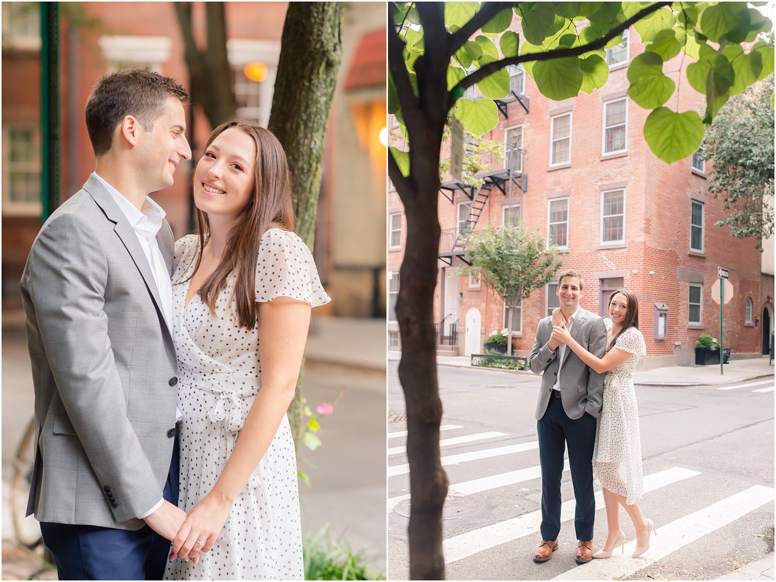 Manhattan NY engagement portraits on city street