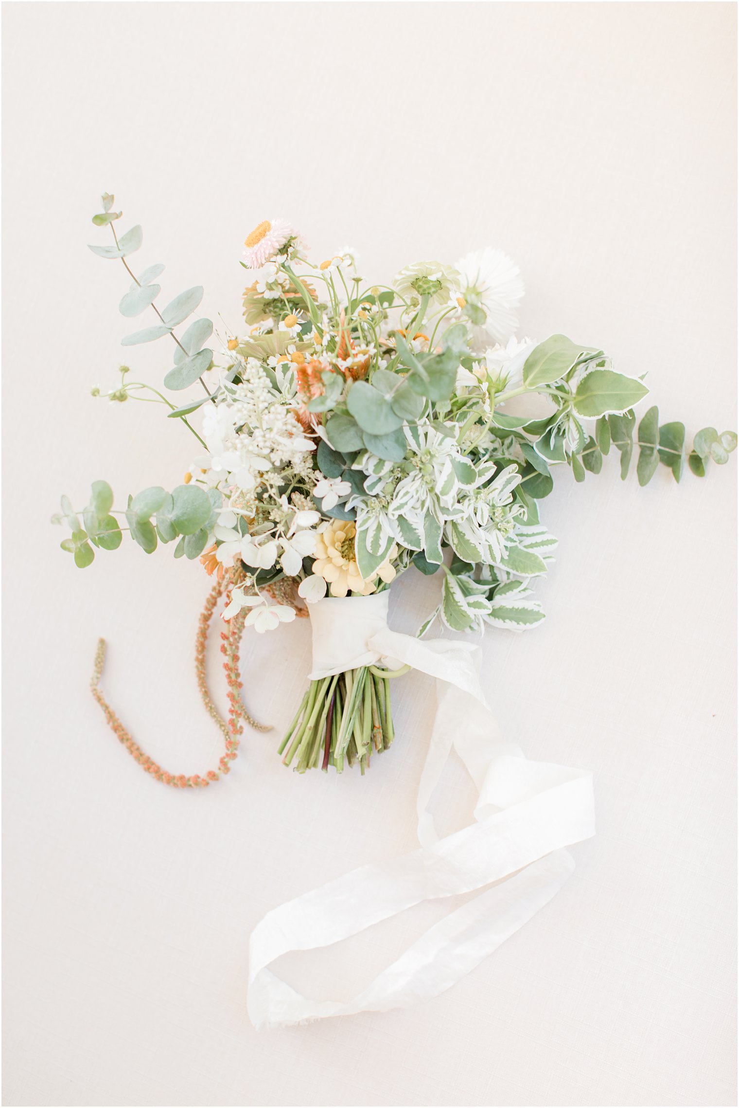 bridal bouquet with wildflowers and eucalyptus 